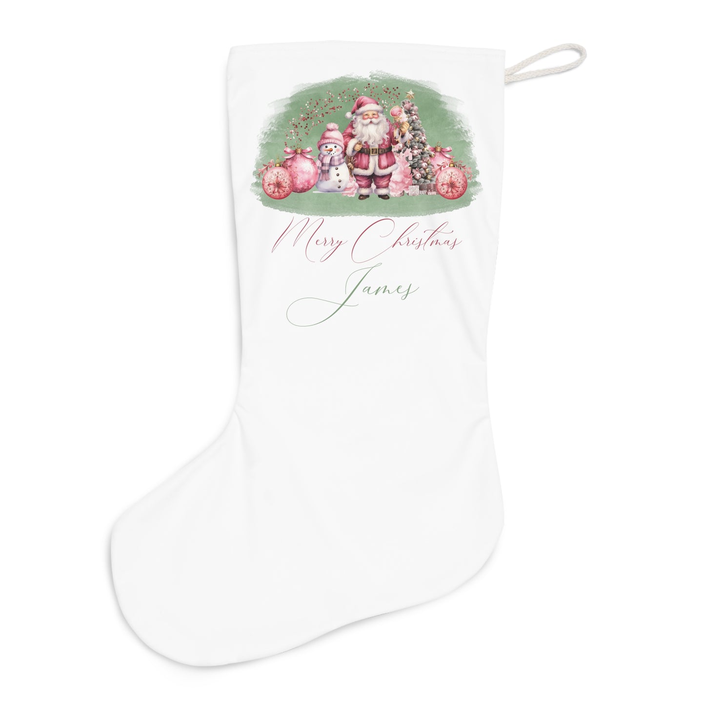 Personalised Santa Stocking, Sage Christmas Santa