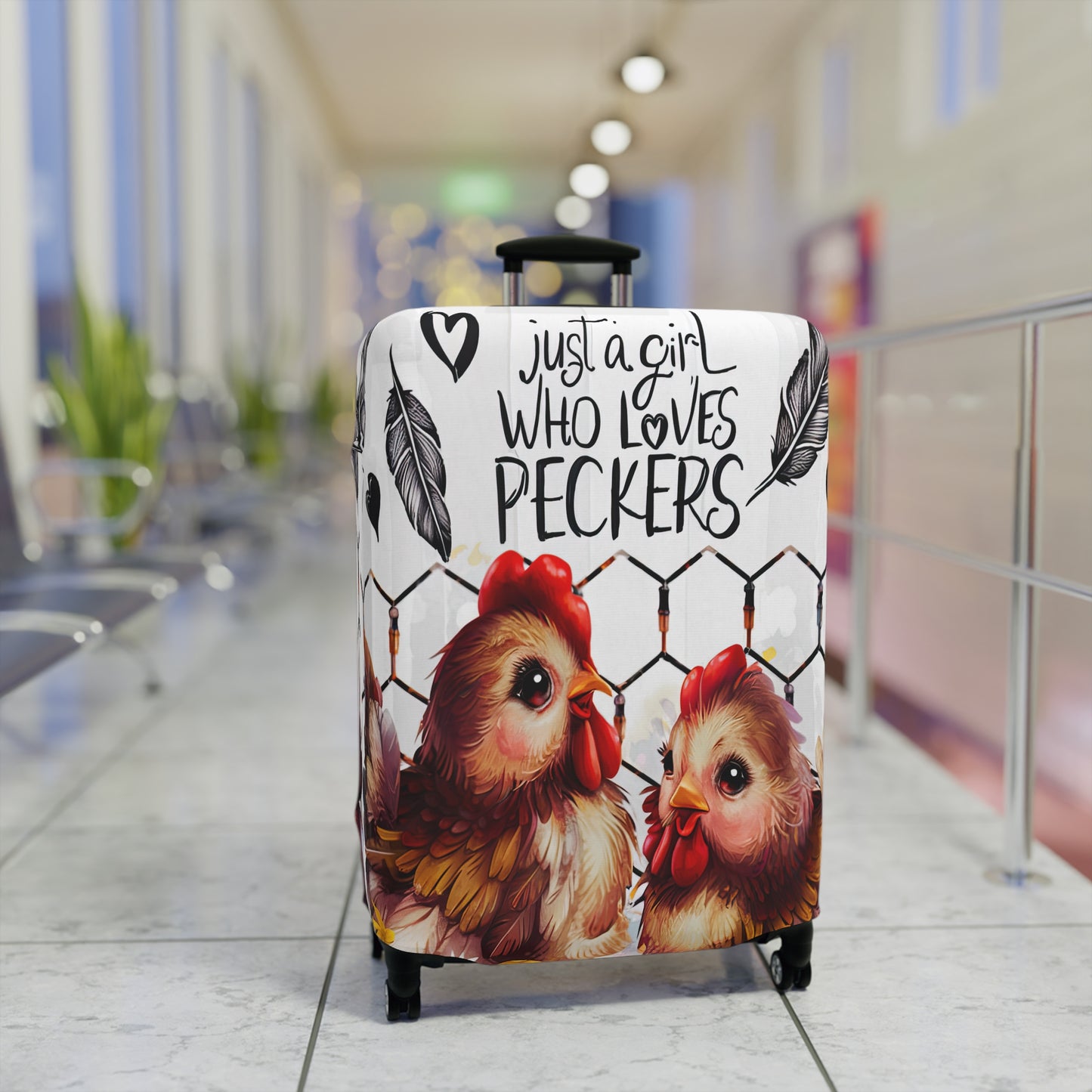 Luggage Cover, Chickens, Just a girl who loves Peckers awd-1474