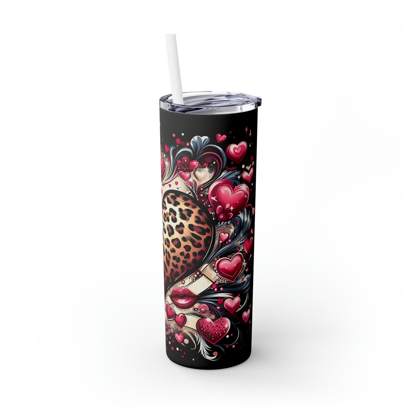 Skinny Tumbler with Straw, 20oz, Heart, awd-318