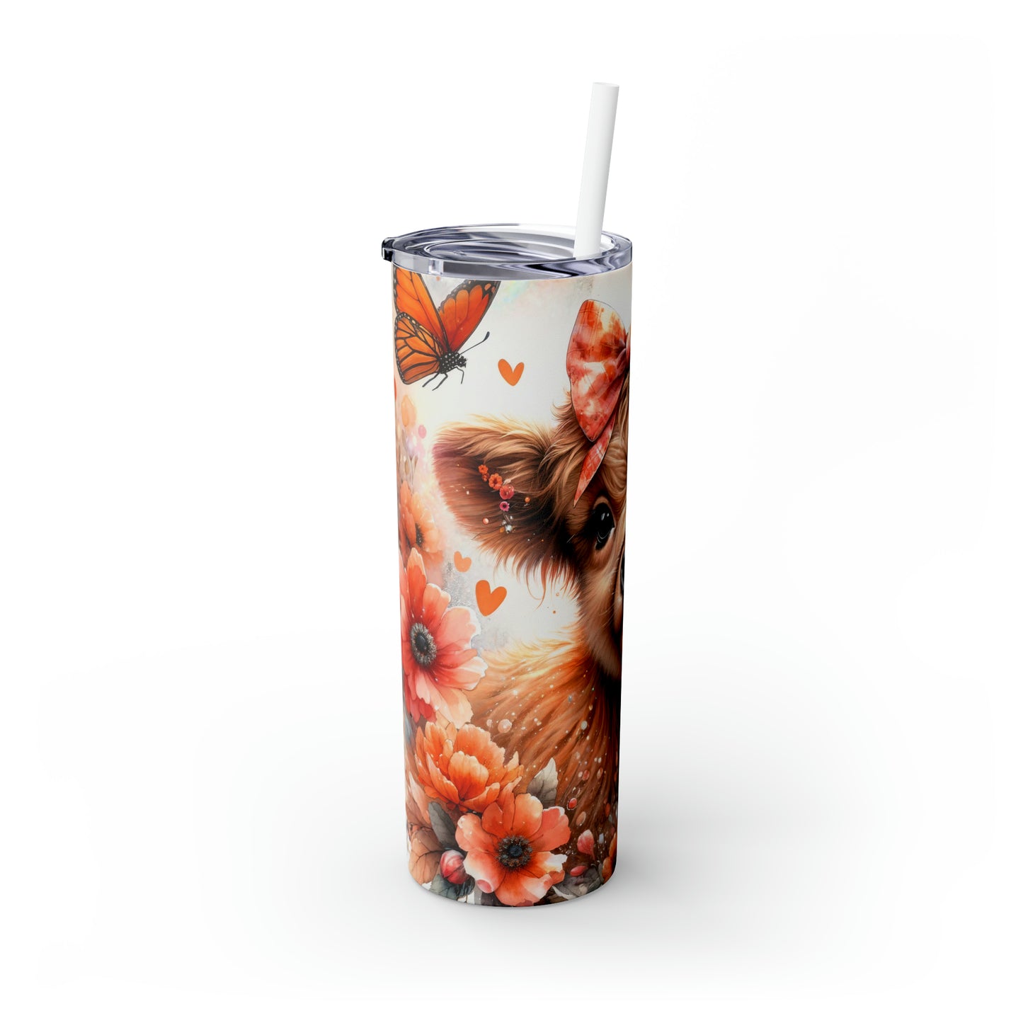 Skinny Tumbler with Straw, 20oz, Baby Highland Cow