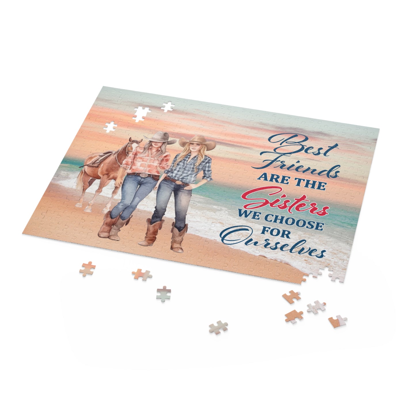 Personalised/Non-Personalised Puzzle, Country & Western, Best Friends (120, 252, 500-Piece)