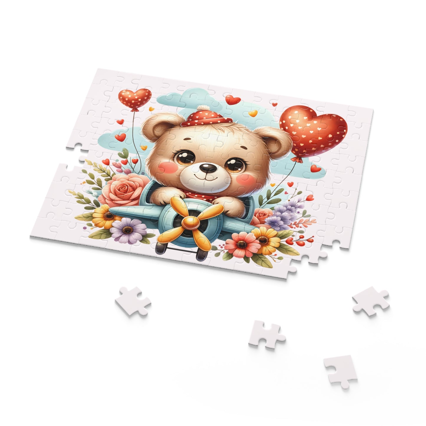 Personalised/Non-Personalised Puzzle, Bear in Plane (120, 252, 500-Piece)