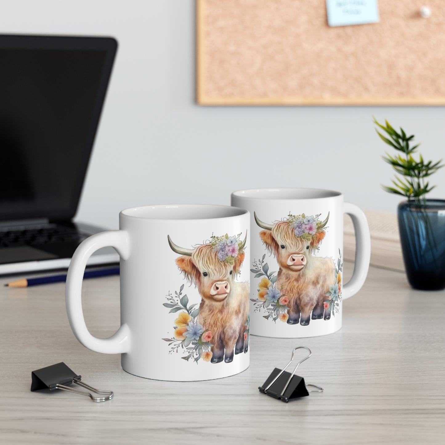 Personalised/Non Personalised Highland Cow, Ceramic Mug 11oz, Highland Cow Mug