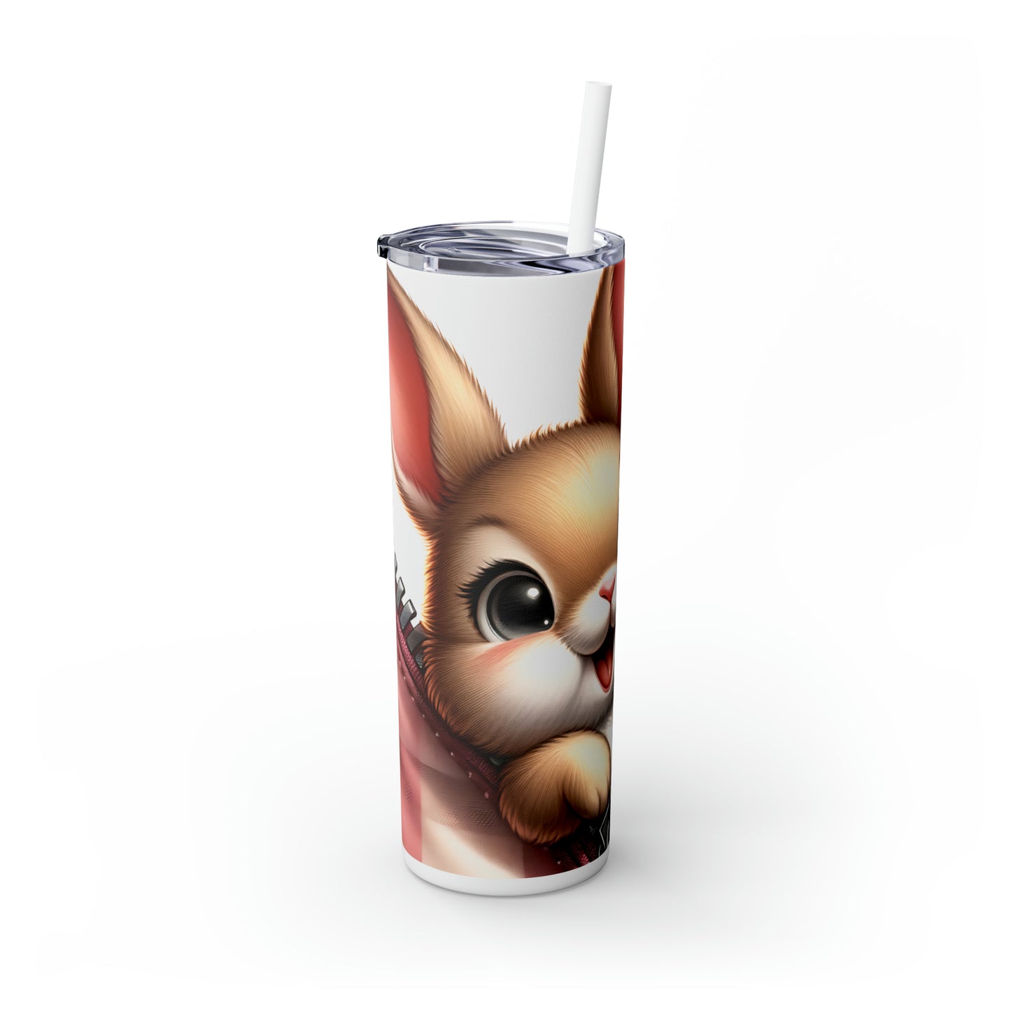 Skinny Tumbler with Straw, 20oz, Rabbit, Valentines Day