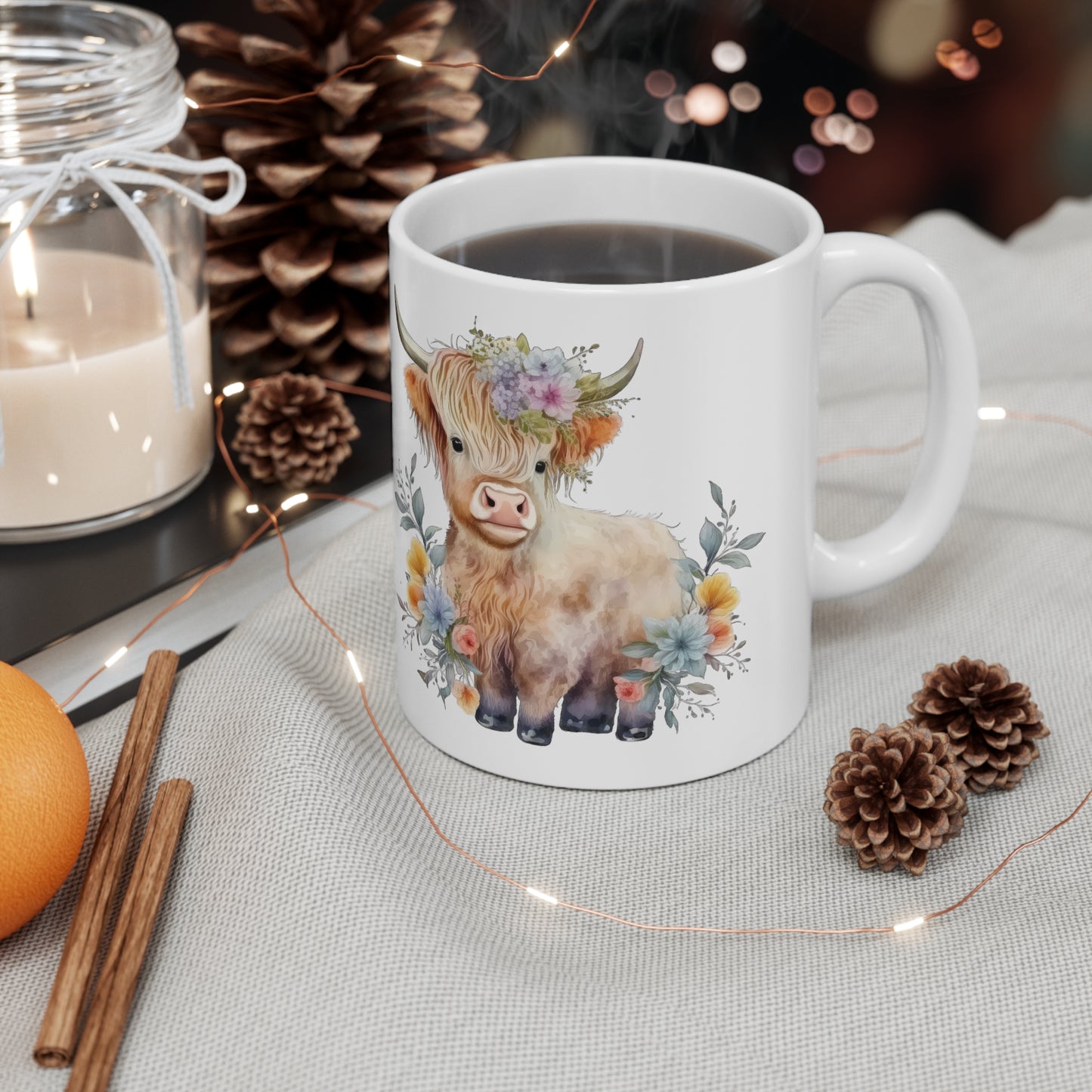 Personalised/Non Personalised Highland Cow, Ceramic Mug 11oz, Highland Cow Mug