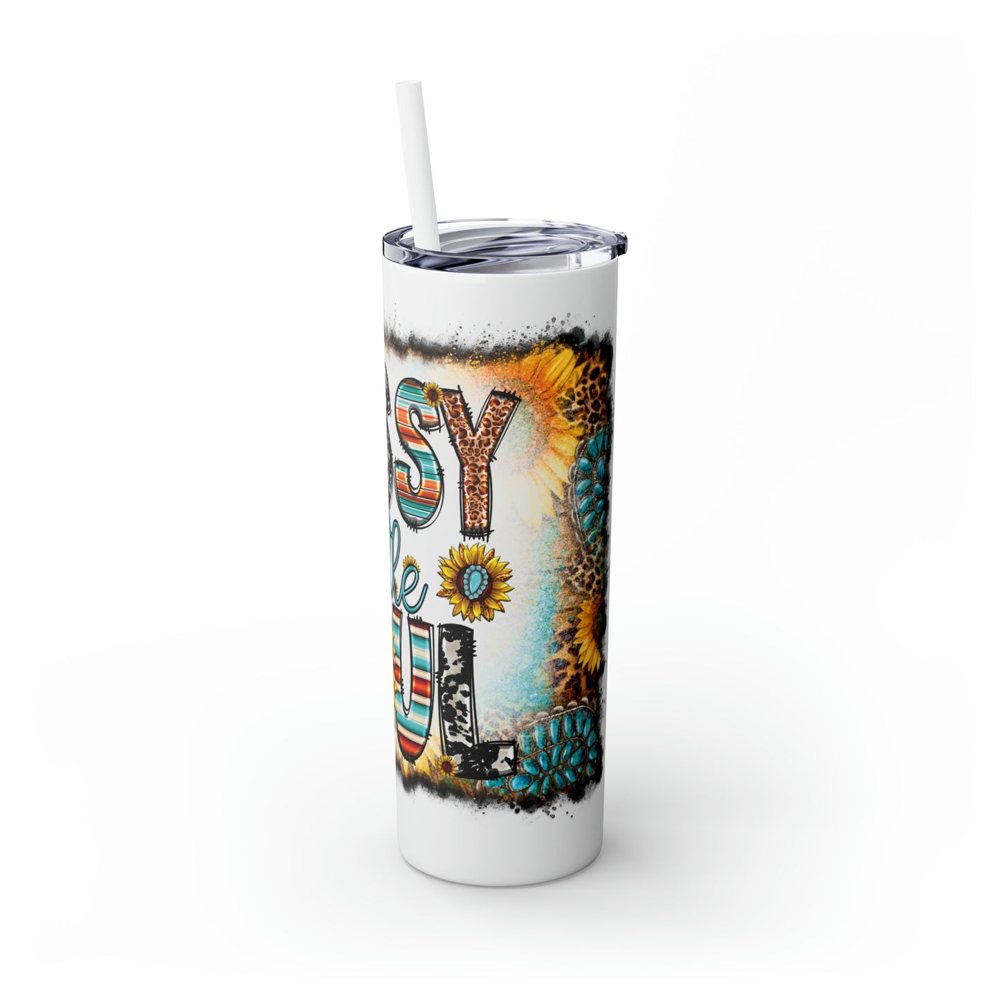 Skinny Tumbler with Straw, 20oz, Sunflowers, Western, Quote, Sassy Little Soul