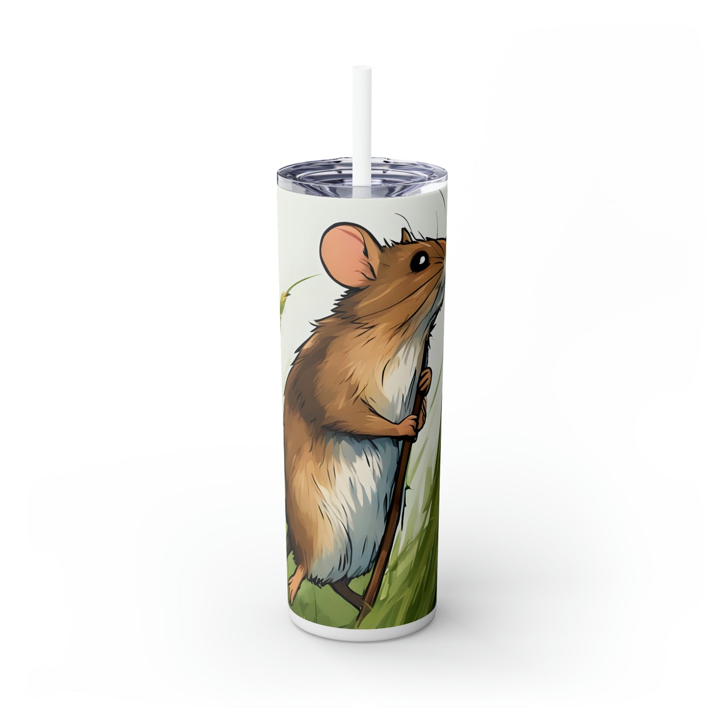 Skinny Tumbler with Straw, 20oz, Cute Mouse