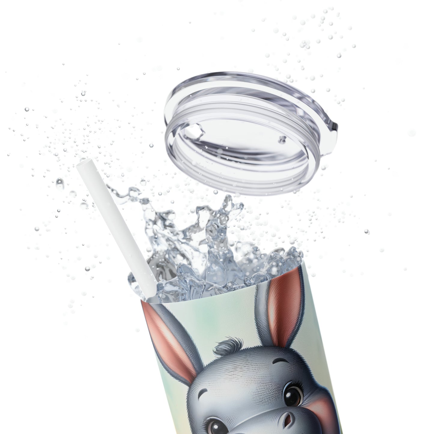 Skinny Tumbler with Straw, 20oz, Easter, Baby Hippo, awd-1267