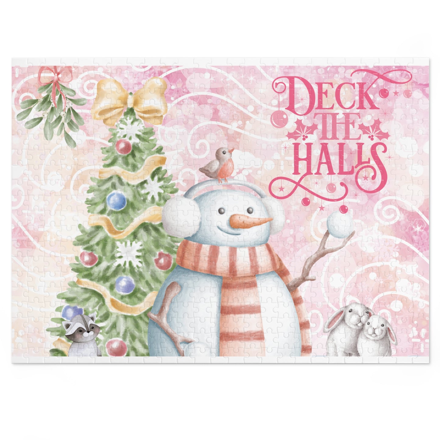 Puzzle, Christmas Snowman, Deck the Halls, Personalised/Non-Personalised (30, 110, 252, 500,1000-Piece)