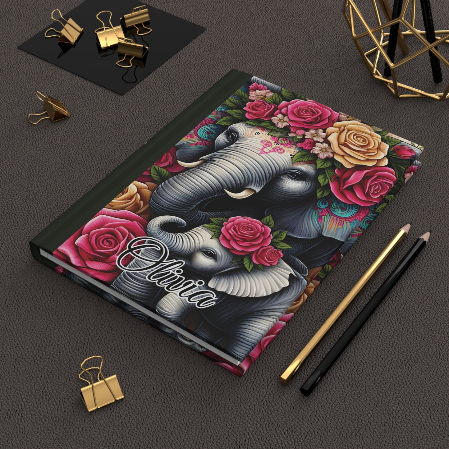 Personalised Hardcover Journal Matte, Elephant, awd-1425