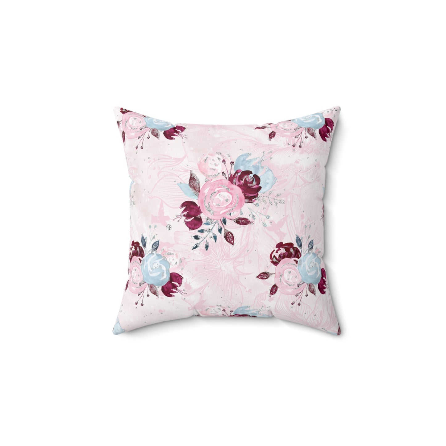 Spun Polyester Square Pillow, Floral Cushion