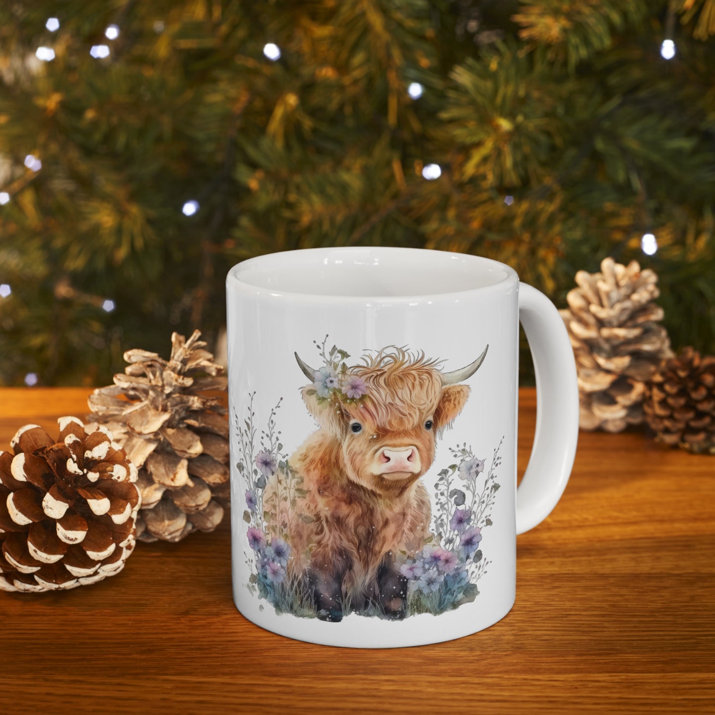 Personalised/Non Personalised Highland Cow, Ceramic Mug 11oz, Highland Cow Mug