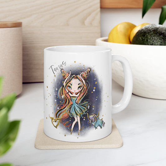 Personalised/Non Personalised Zodiac Sign, Taurus, Ceramic Mug 11oz