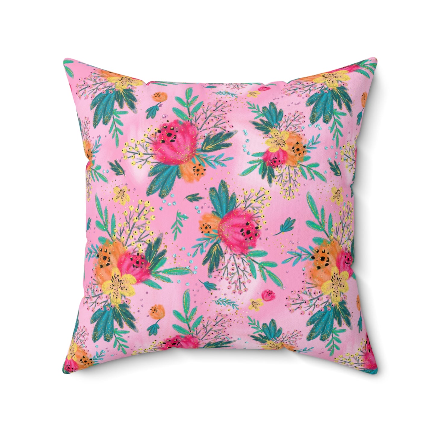 Spun Polyester Square Pillow, Australian Floral Cushion