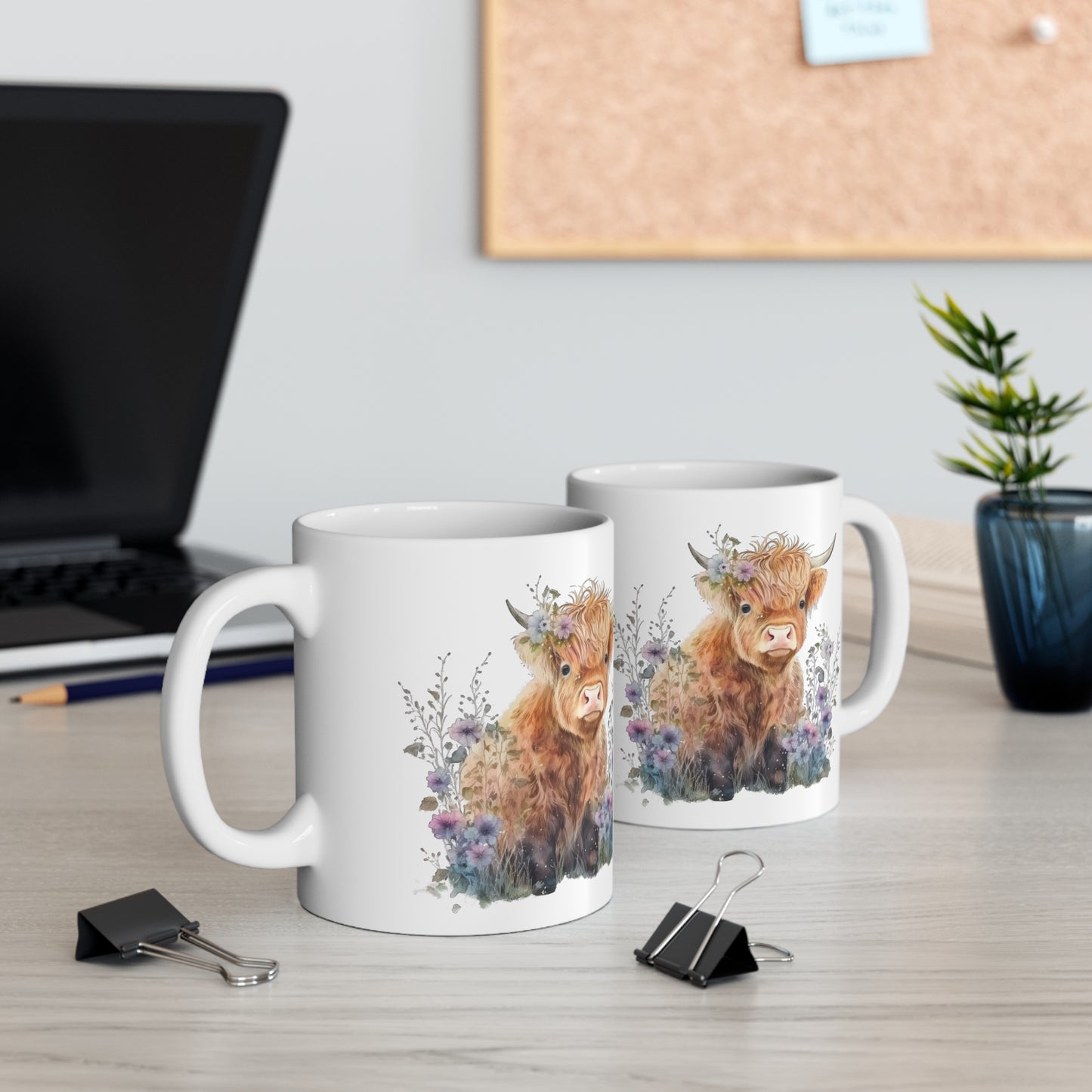 Personalised/Non Personalised Highland Cow, Ceramic Mug 11oz, Highland Cow Mug