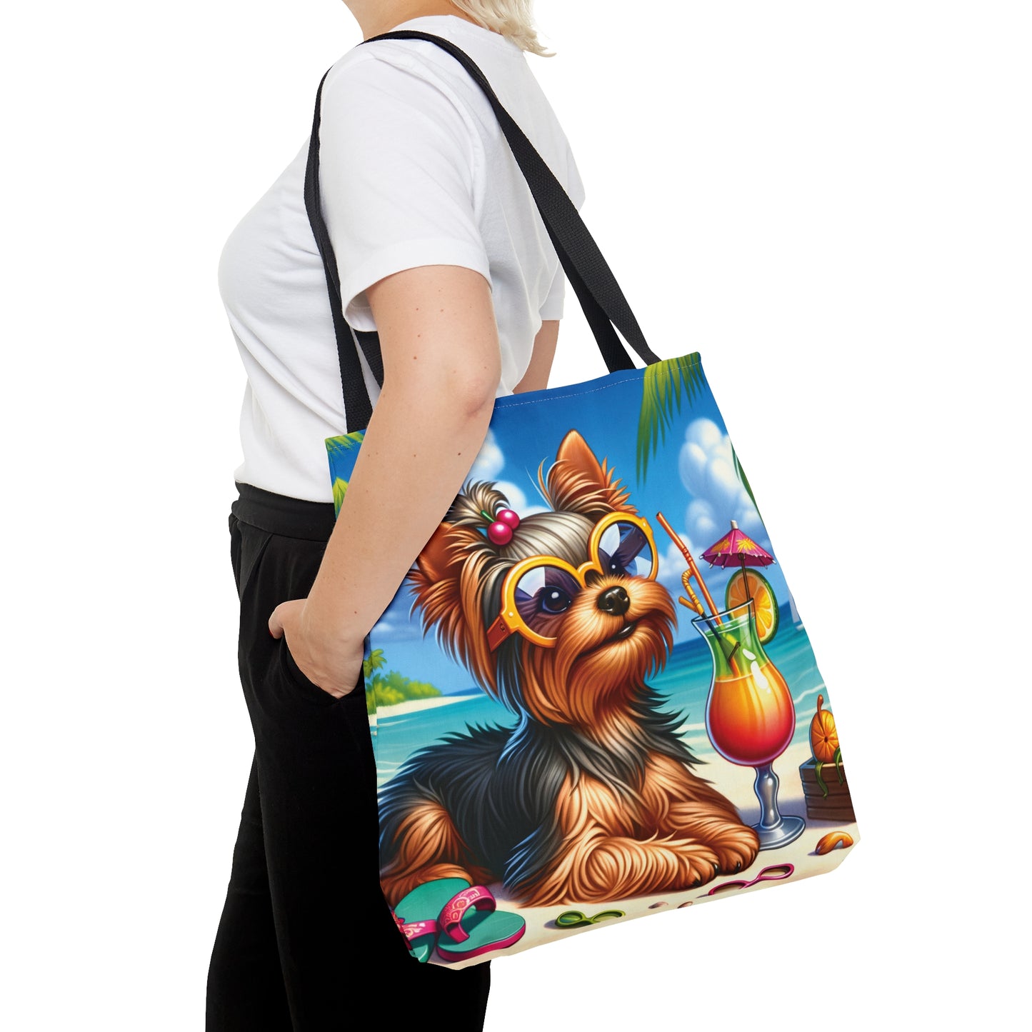 Tote Bag, Dog on Beach, Yorkshire Terrier, Tote bag,  awd-1254