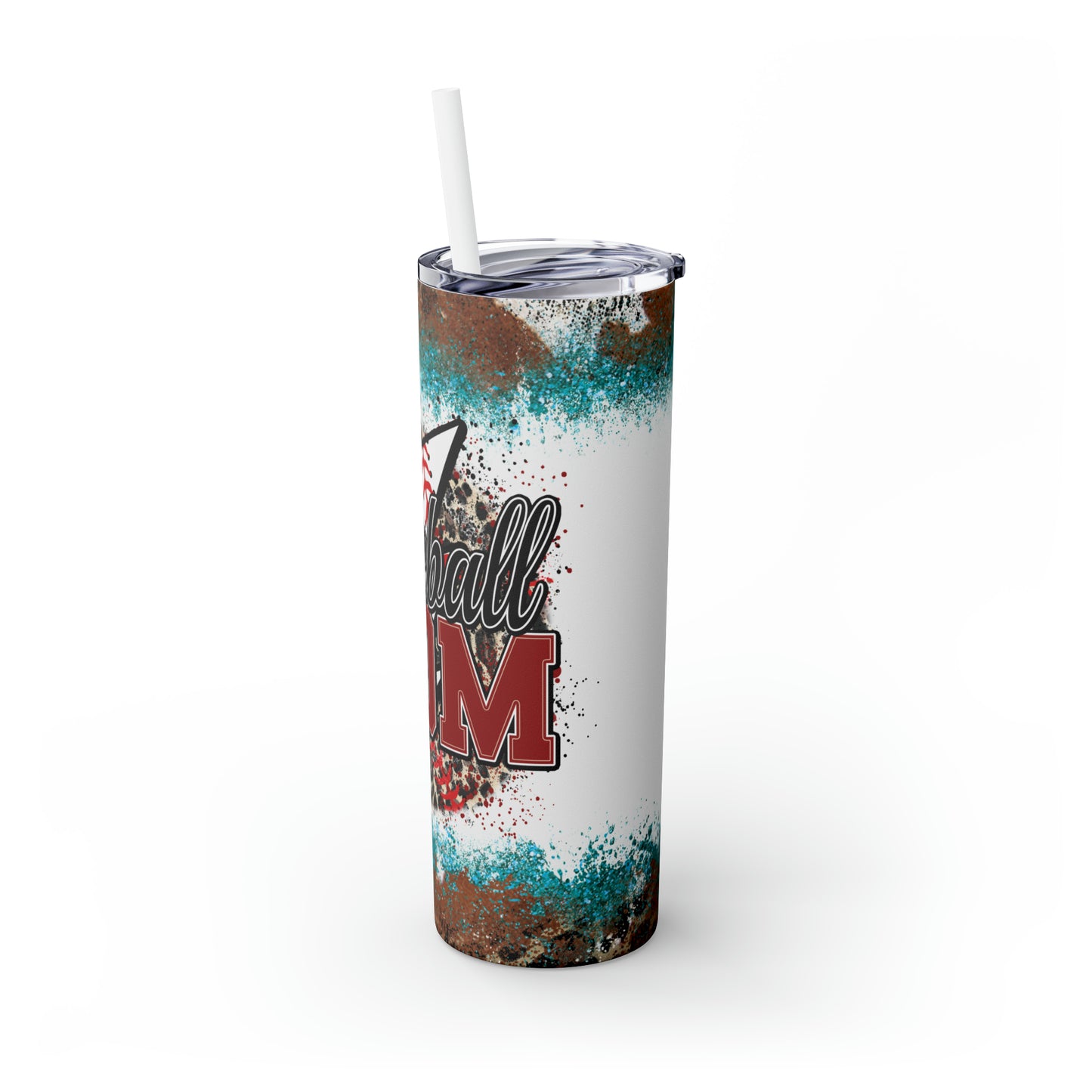 Skinny Tumbler with Straw, 20oz Baseball Mom