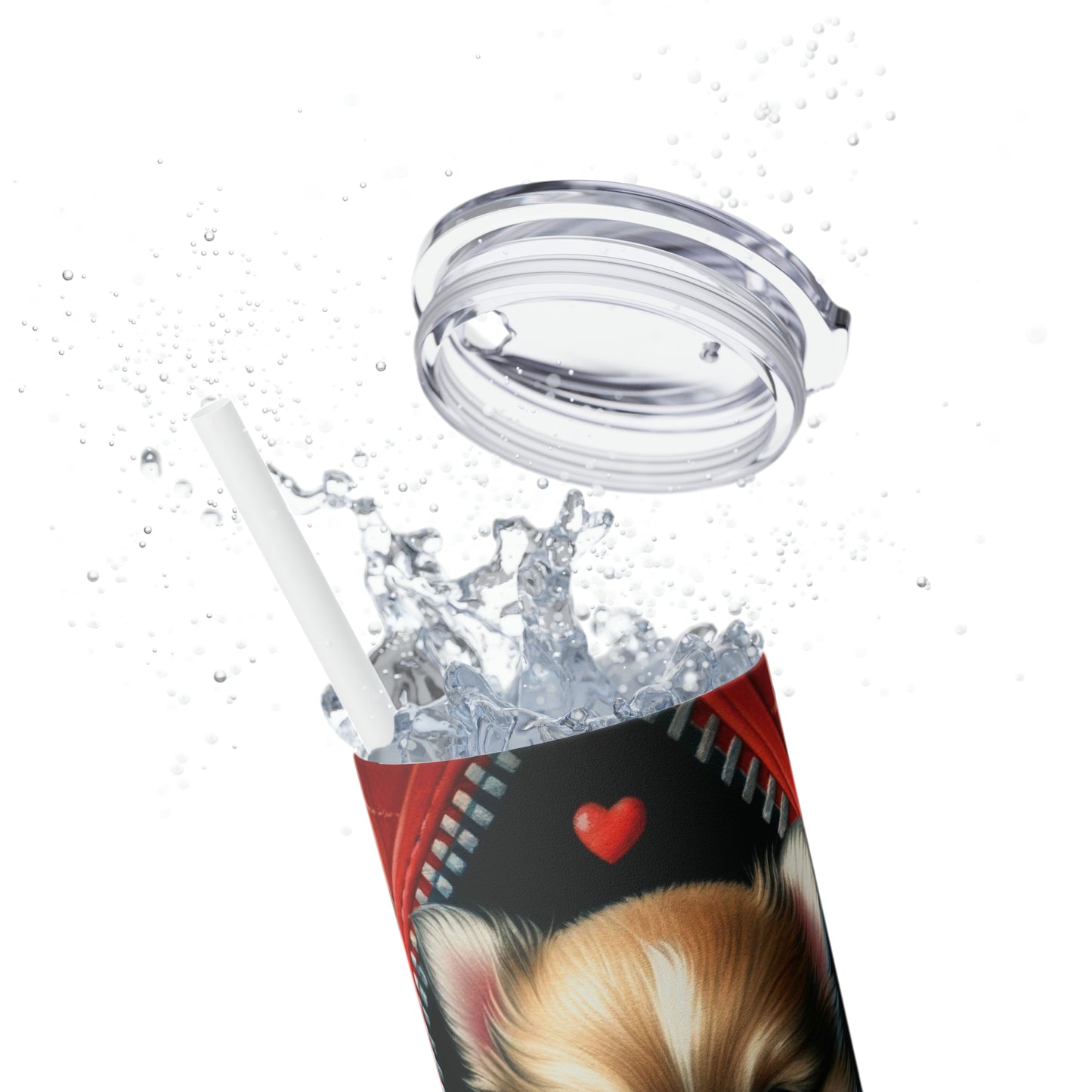 Skinny Tumbler with Straw, 20oz, Dog, Valentines Day, awd-838