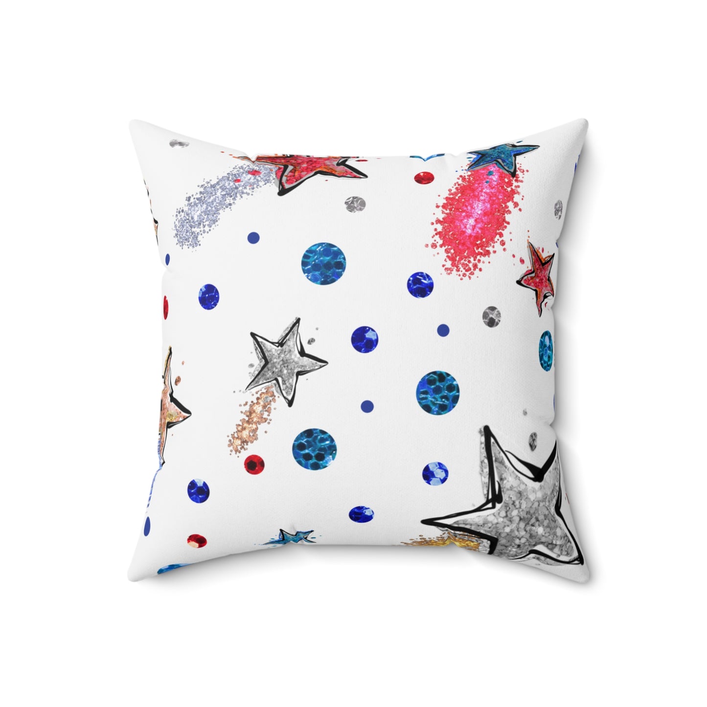 Spun Polyester Square Pillow, Stars Cushion