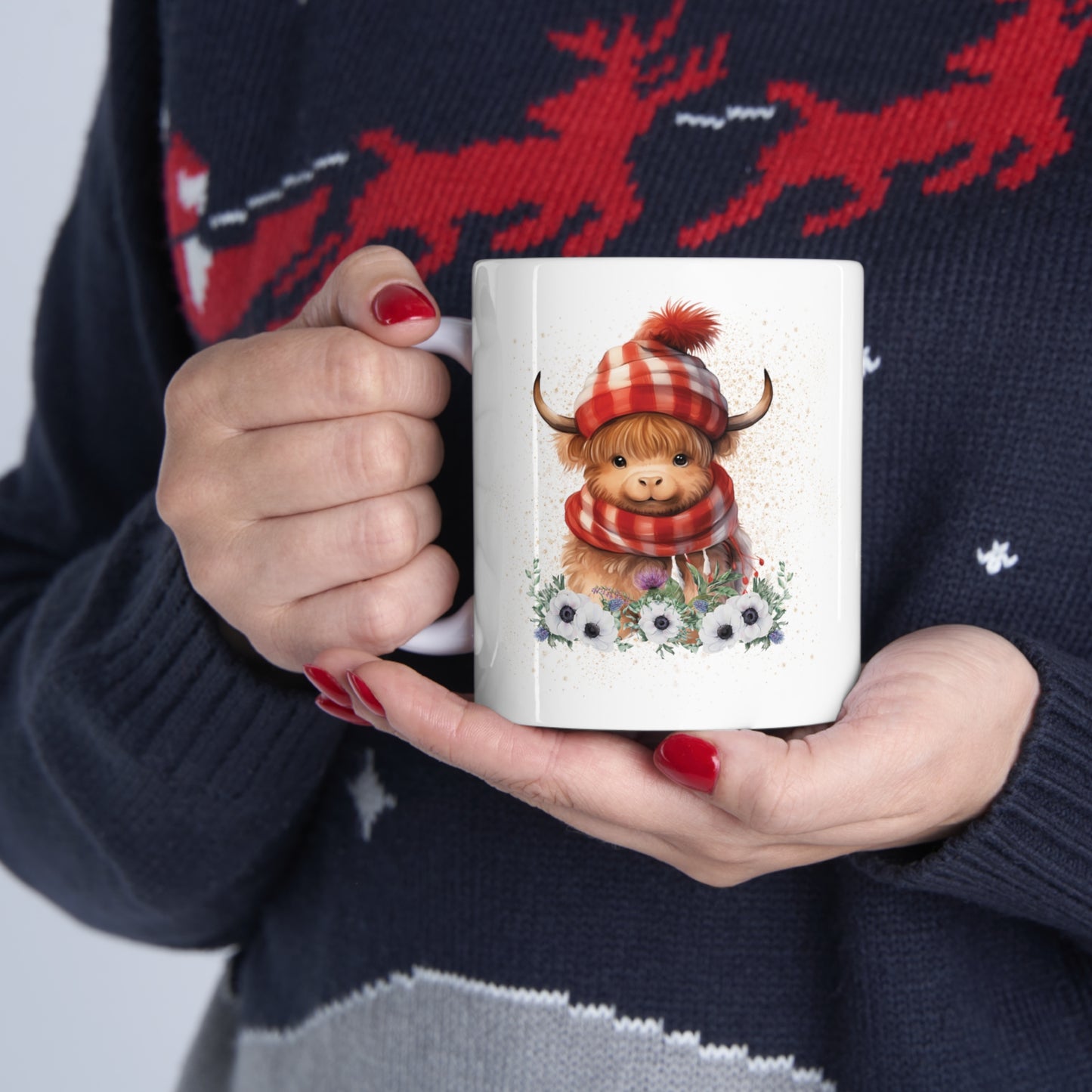 Personalised/Non Personalised Highland Cow, Ceramic Mug 11oz, Highland Cow Mug