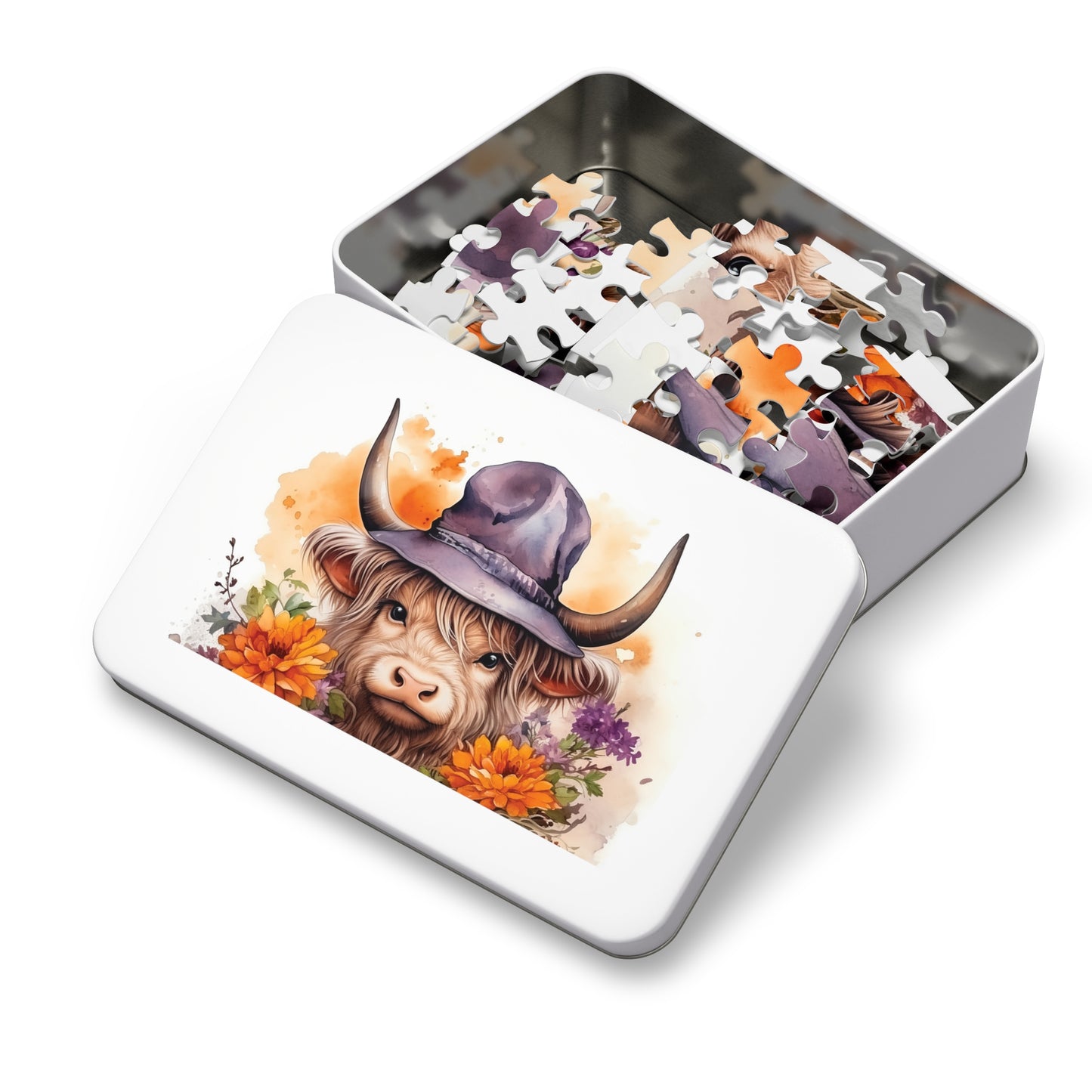 Jigsaw Puzzle, Highland Cow, Personalised/Non-Personalised (30, 110, 252, 500,1000-Piece)