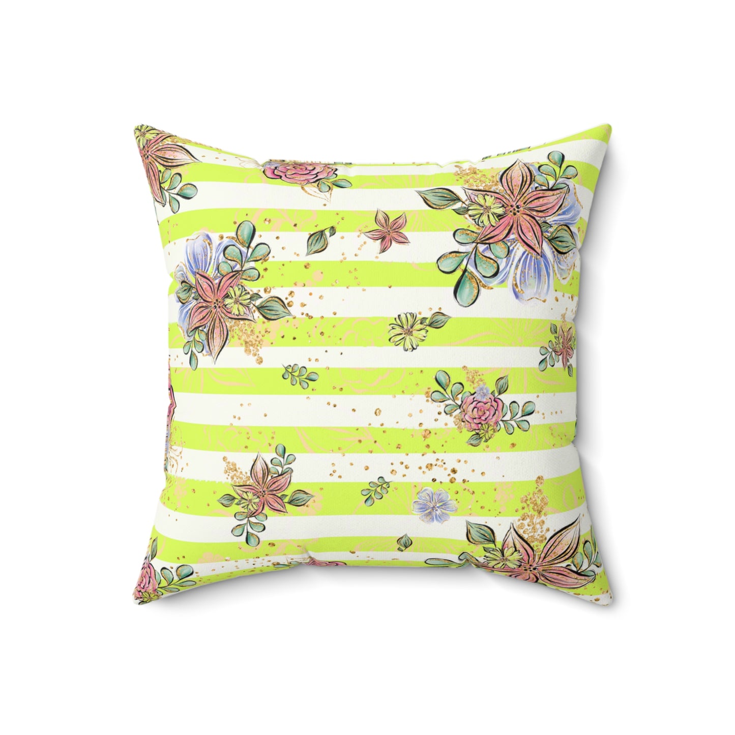 Spun Polyester Square Pillow, Floral Cushion