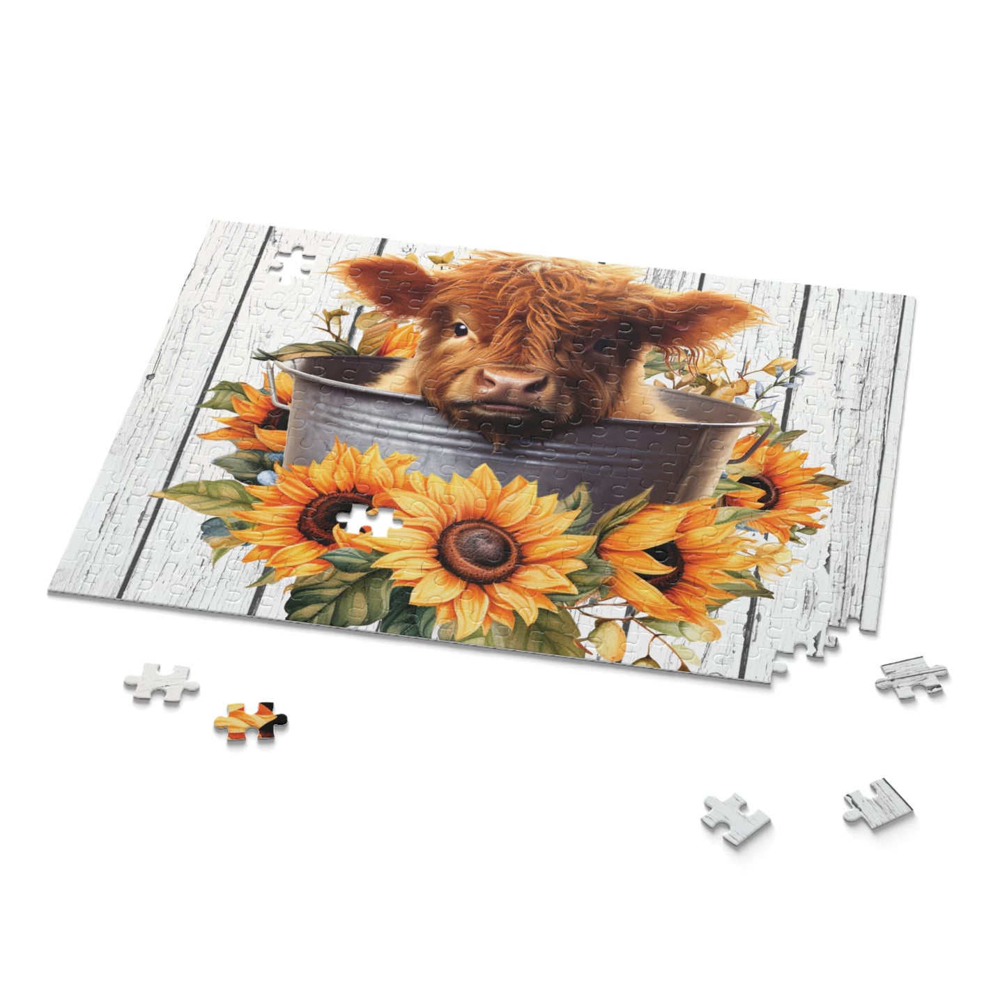 Personalised/Non-Personalised Puzzle, Highland Cow (120, 252, 500-Piece)