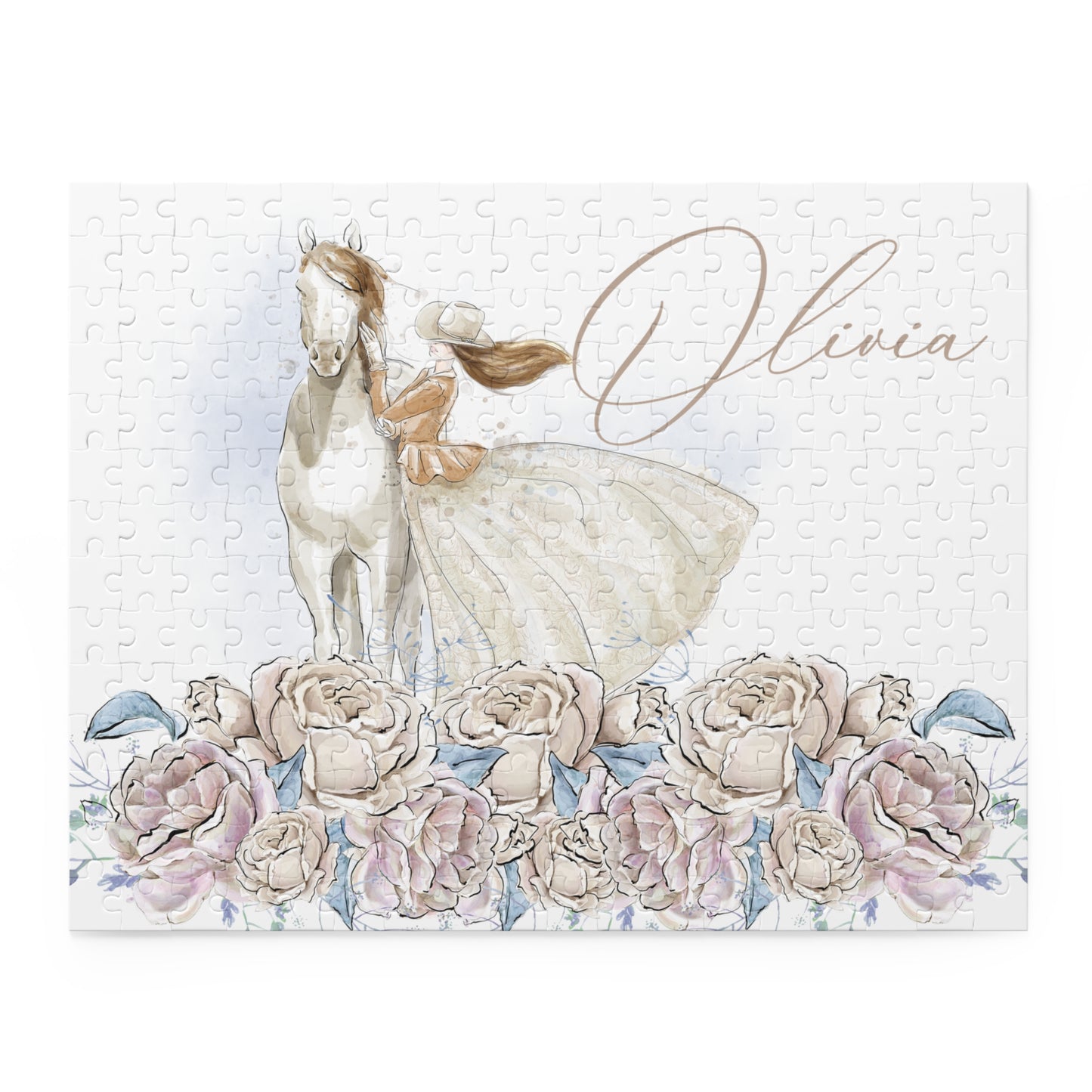 Personalised/Non-Personalised Puzzle, Romance Floral, Horse (120, 252, 500-Piece)