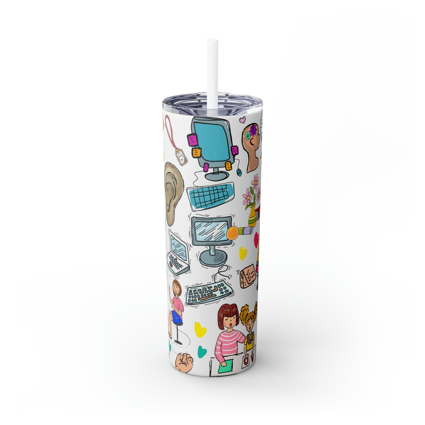 Skinny Tumbler with Straw, 20oz, Teacher, School Psychologist