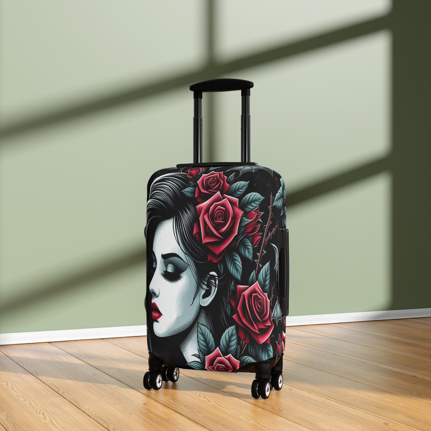 Luggage Cover, Black and Red Roses, awd-1686