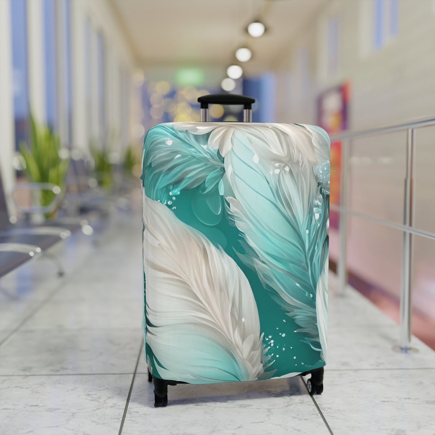 Luggage Cover, Turquoise Floral-3