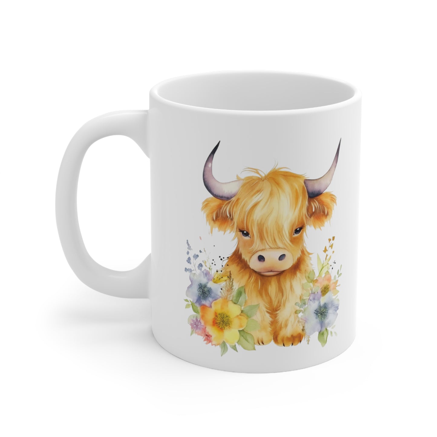 Personalised/Non Personalised Highland Cow, Ceramic Mug 11oz, Highland Cow Mug