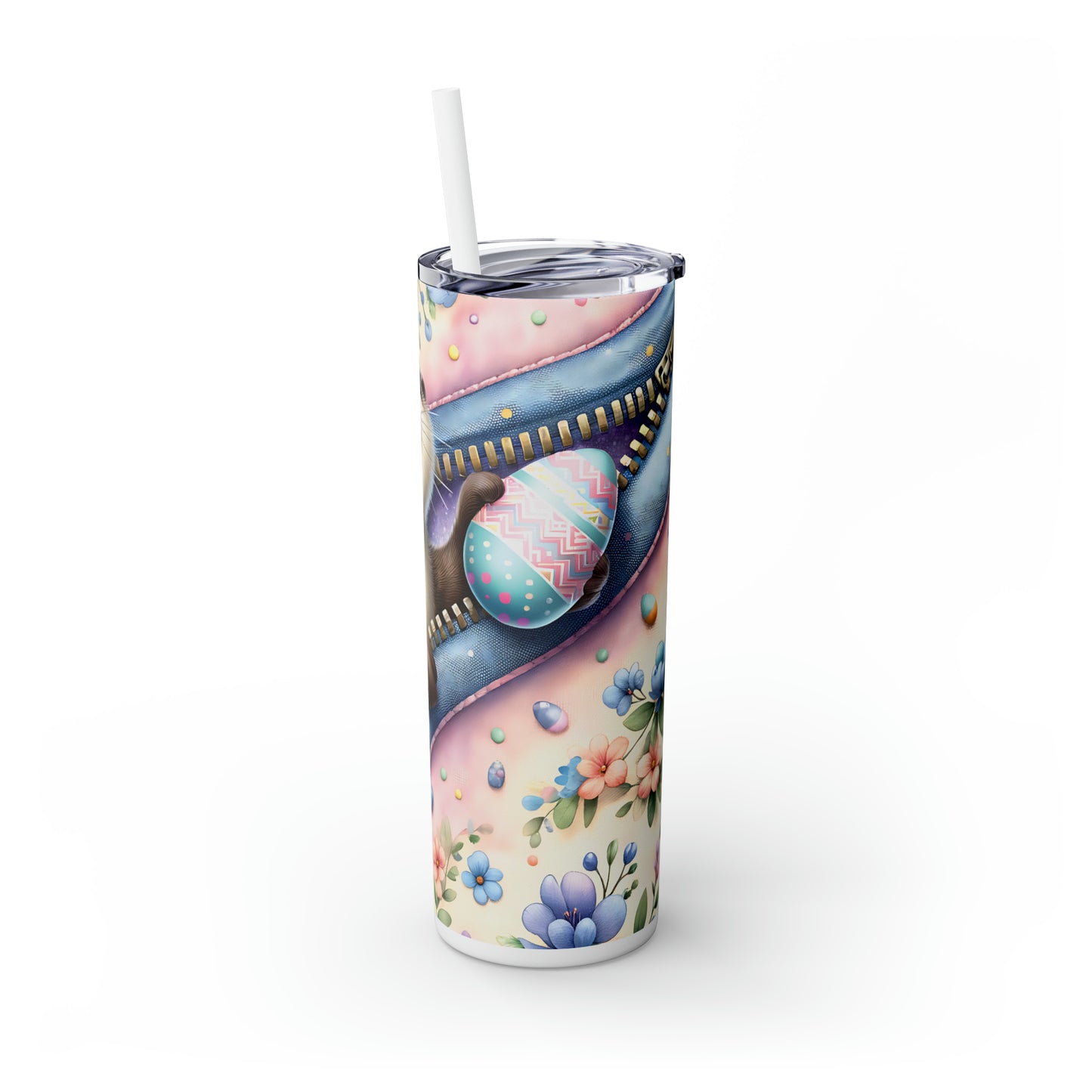 Skinny Tumbler with Straw, 20oz, Easter, Baby Otter, awd-1270