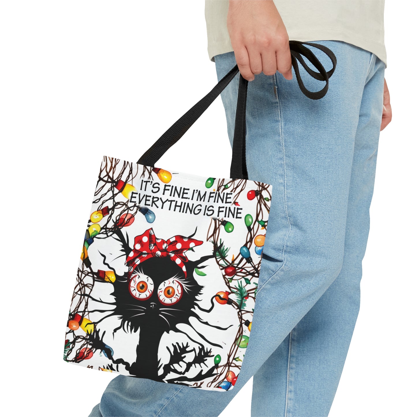 Tote Bag, Cat, It's Fine I'm Fine Everything is Fine, Personalised/Non-Personalised Tote bag