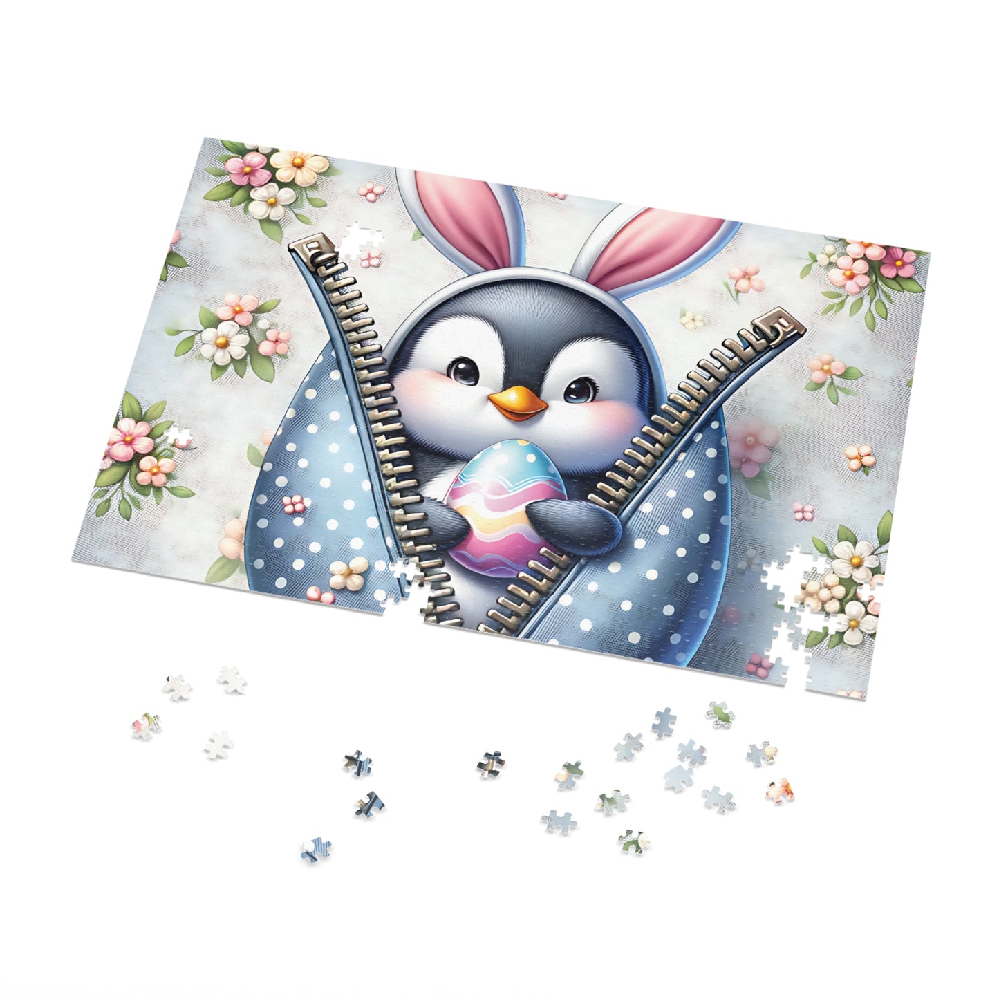 Jigsaw Puzzle, Easter, Penguin with Bunny Ears, Personalised/Non-Personalised (30, 110, 252, 500,1000-Piece) Awd-1306