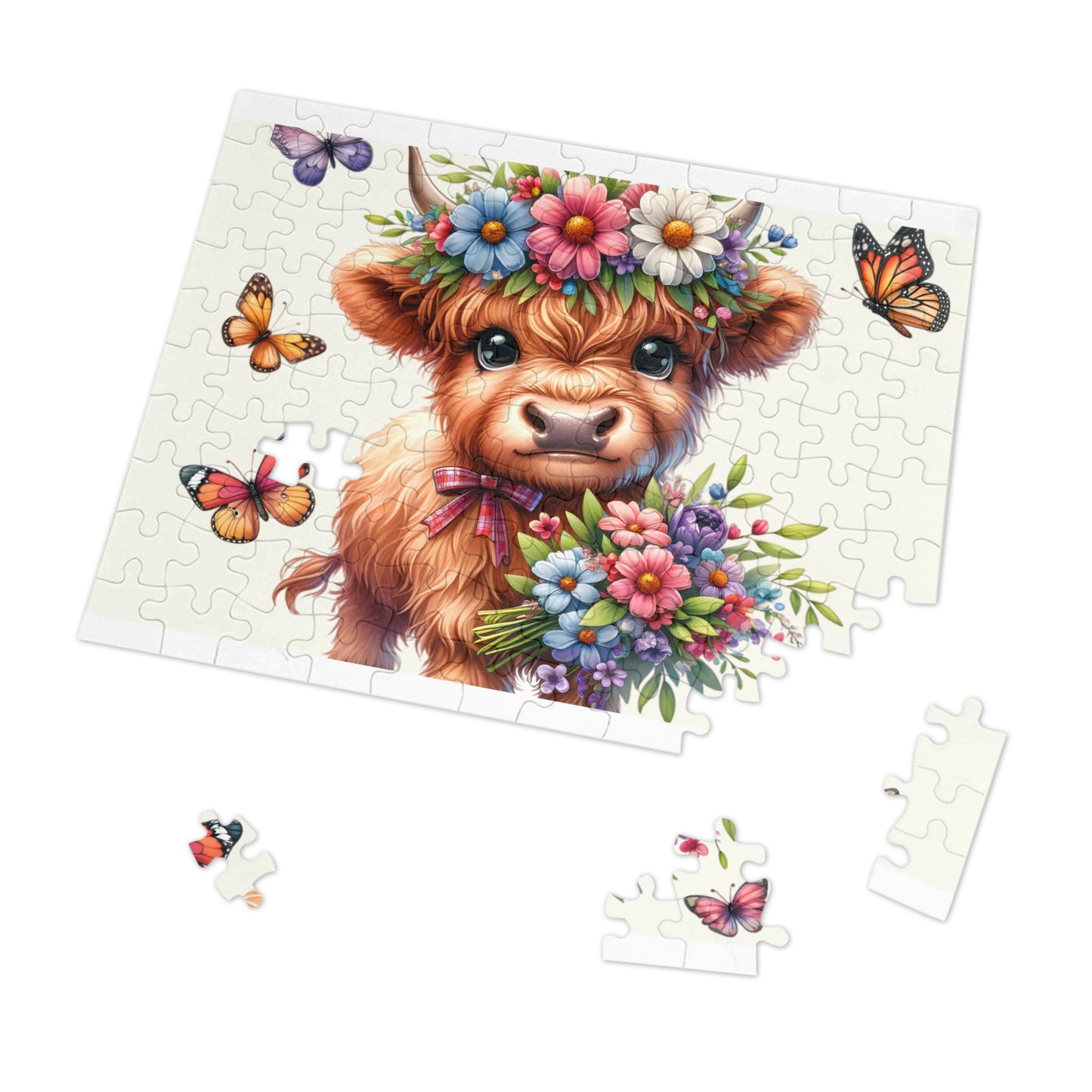 Jigsaw Puzzle, Highland Cow, Personalised/Non-Personalised (30, 110, 252, 500,1000-Piece)