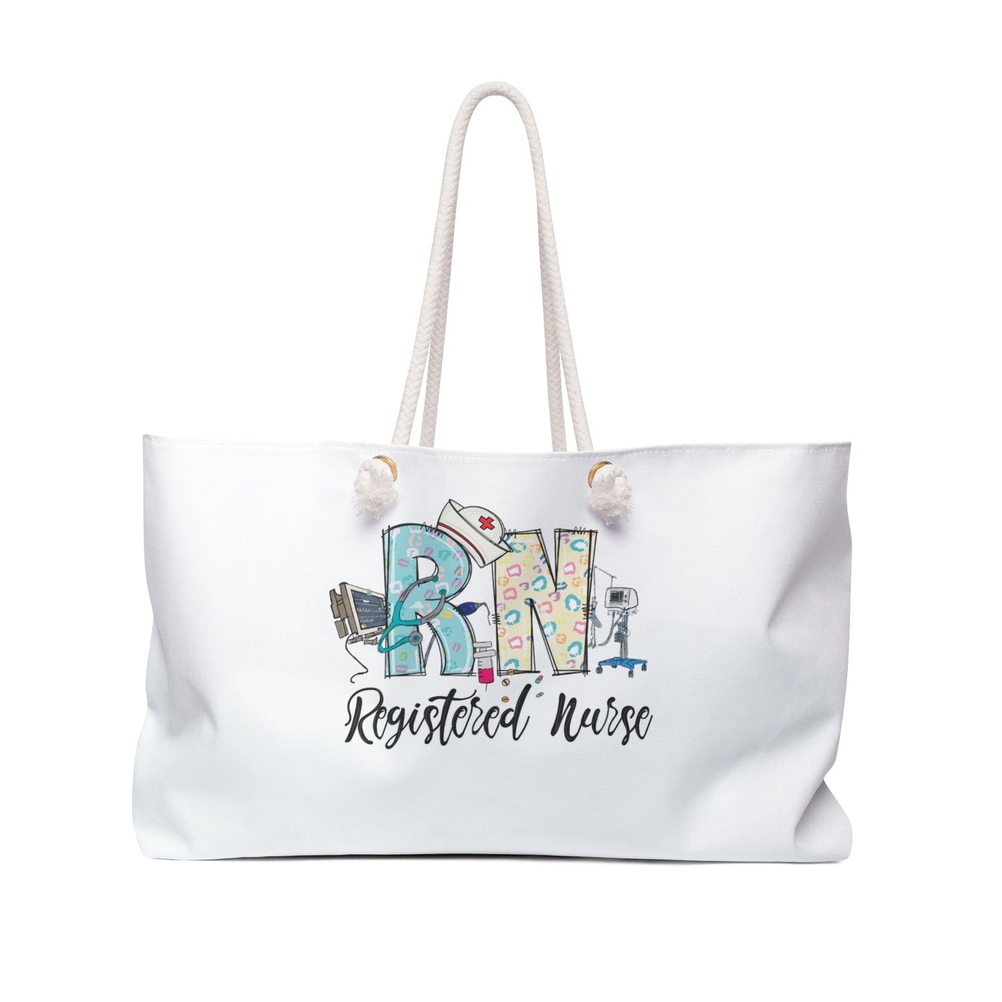 Personalised/Non-Personalised Weekender Bag, RN, Registered Nurse, Large Weekender Bag, Beach Bag, Book Bag