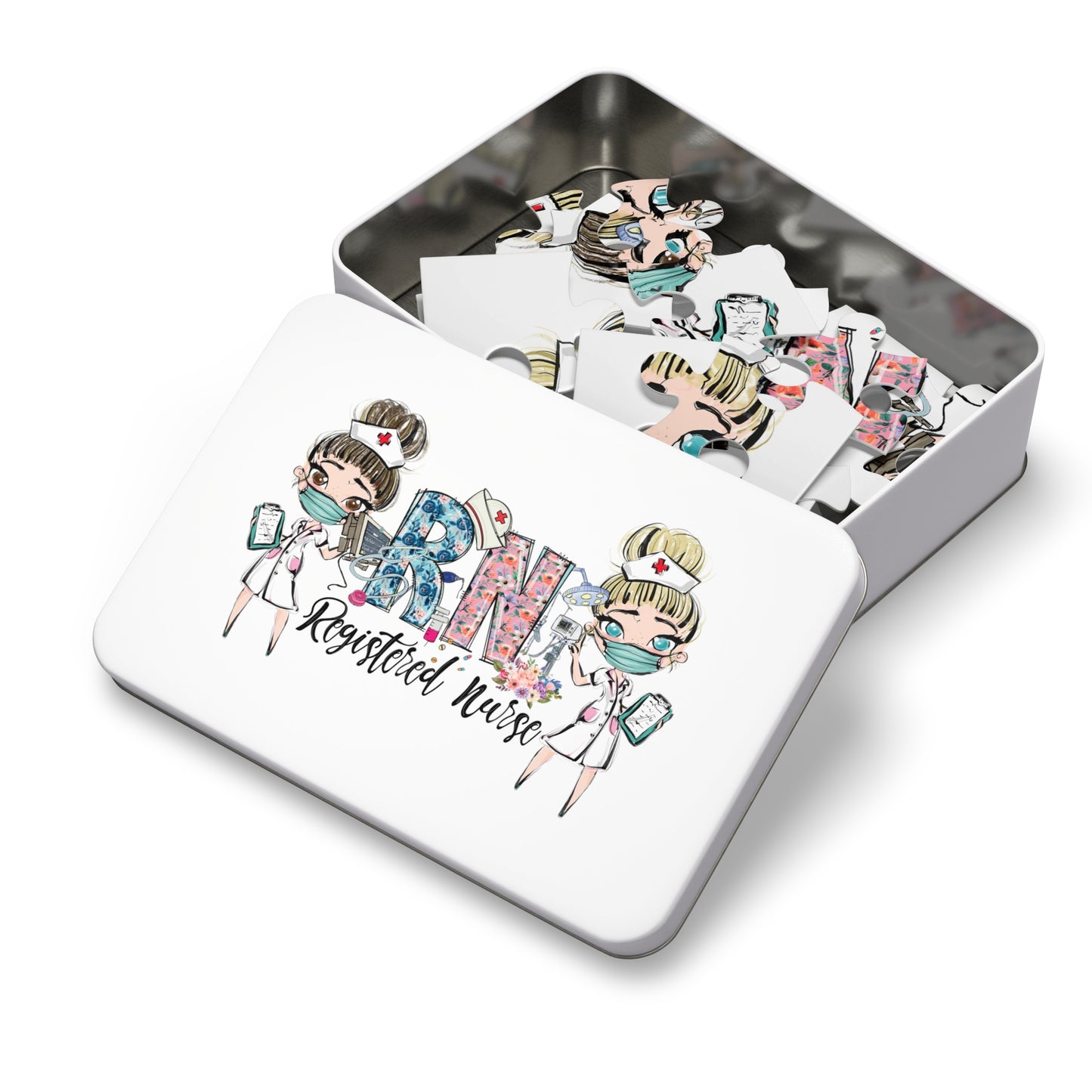 Puzzle, Nurse, RN Nurse, Registered Nurse Floral, Personalised/Non-Personalised (30, 110, 252, 500,1000-Piece) awd-639