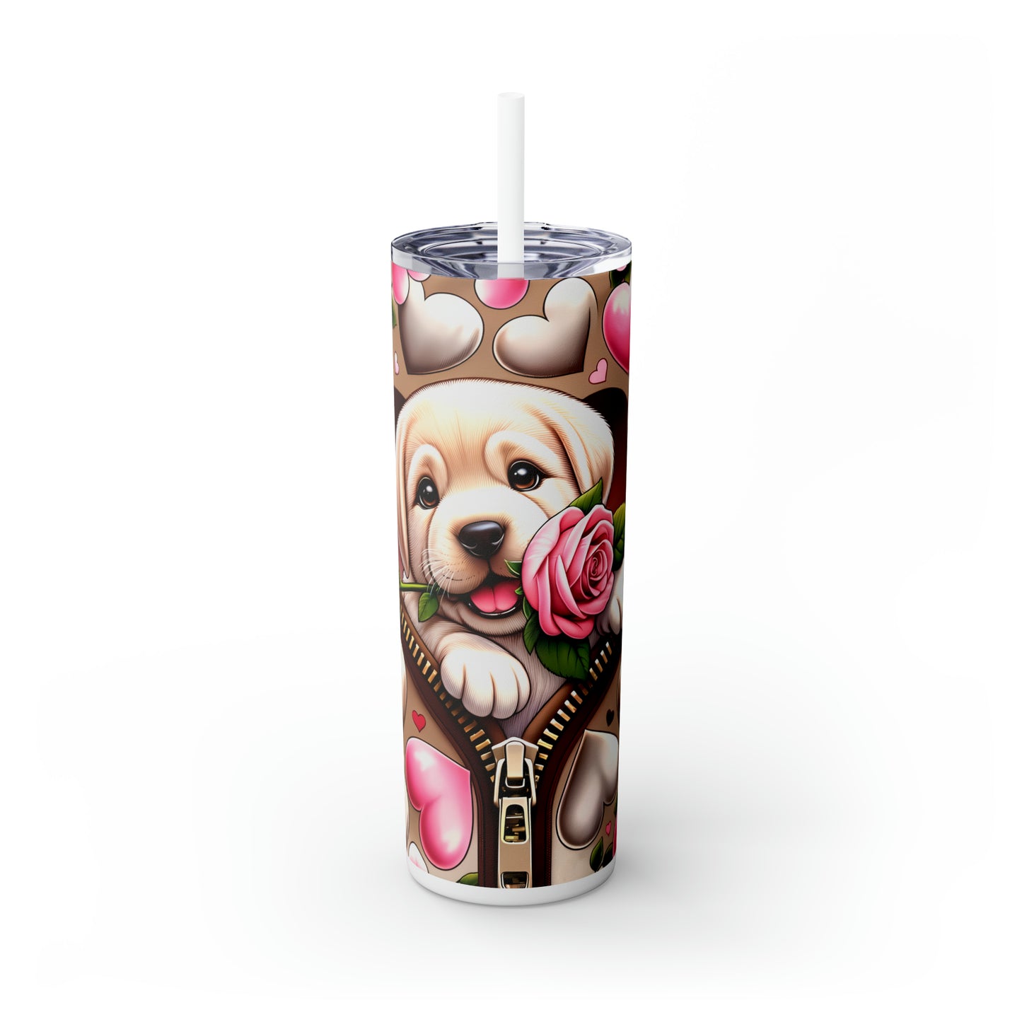 Skinny Tumbler with Straw, 20oz, Dog, Valentines Day, awd-904