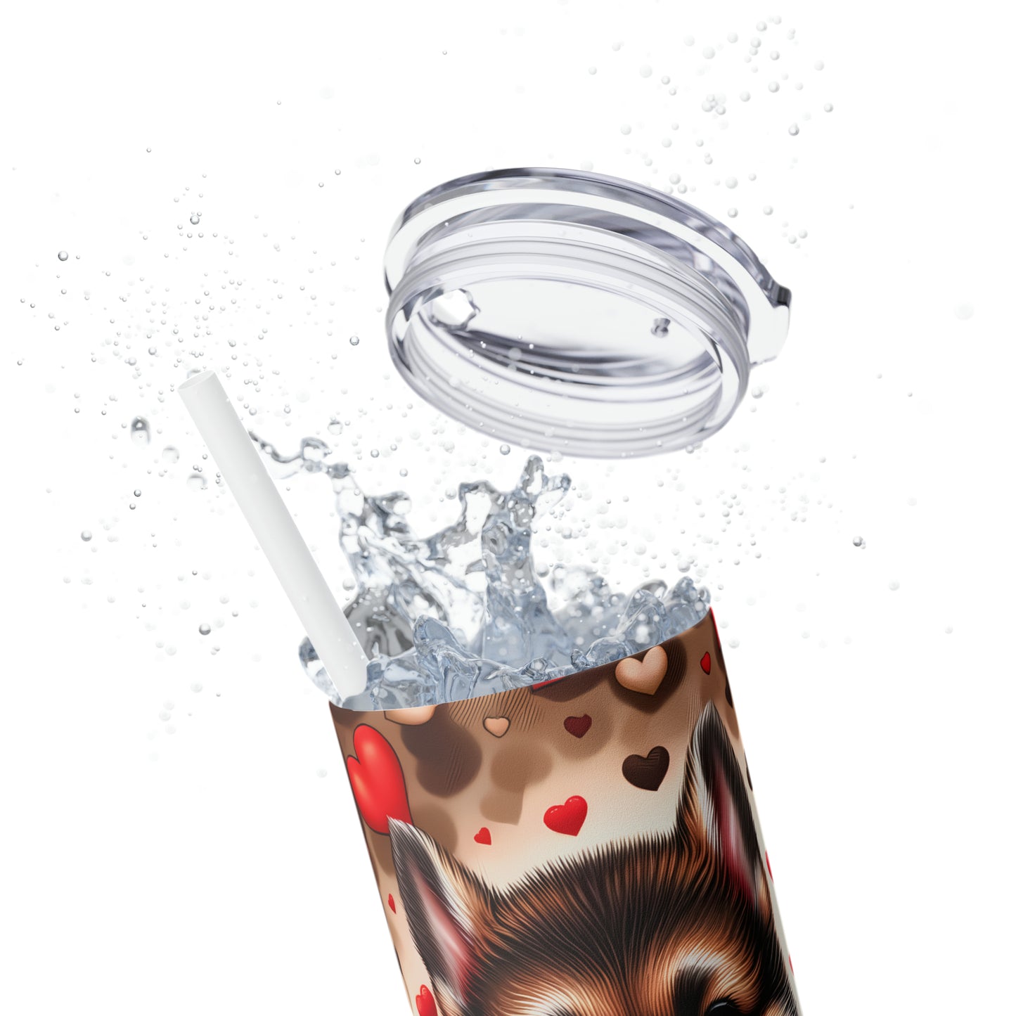 Skinny Tumbler with Straw, 20oz, Dog, Valentines Day, awd-872