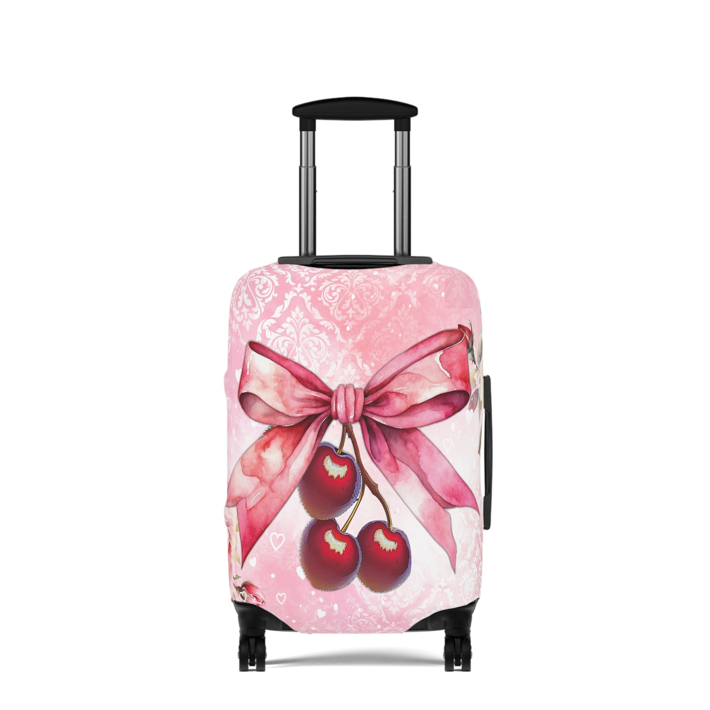 Luggage Cover, Rockabilly, Coquette, Pink Watercolour, Roses, Cherries and Ribbon, awd-2520