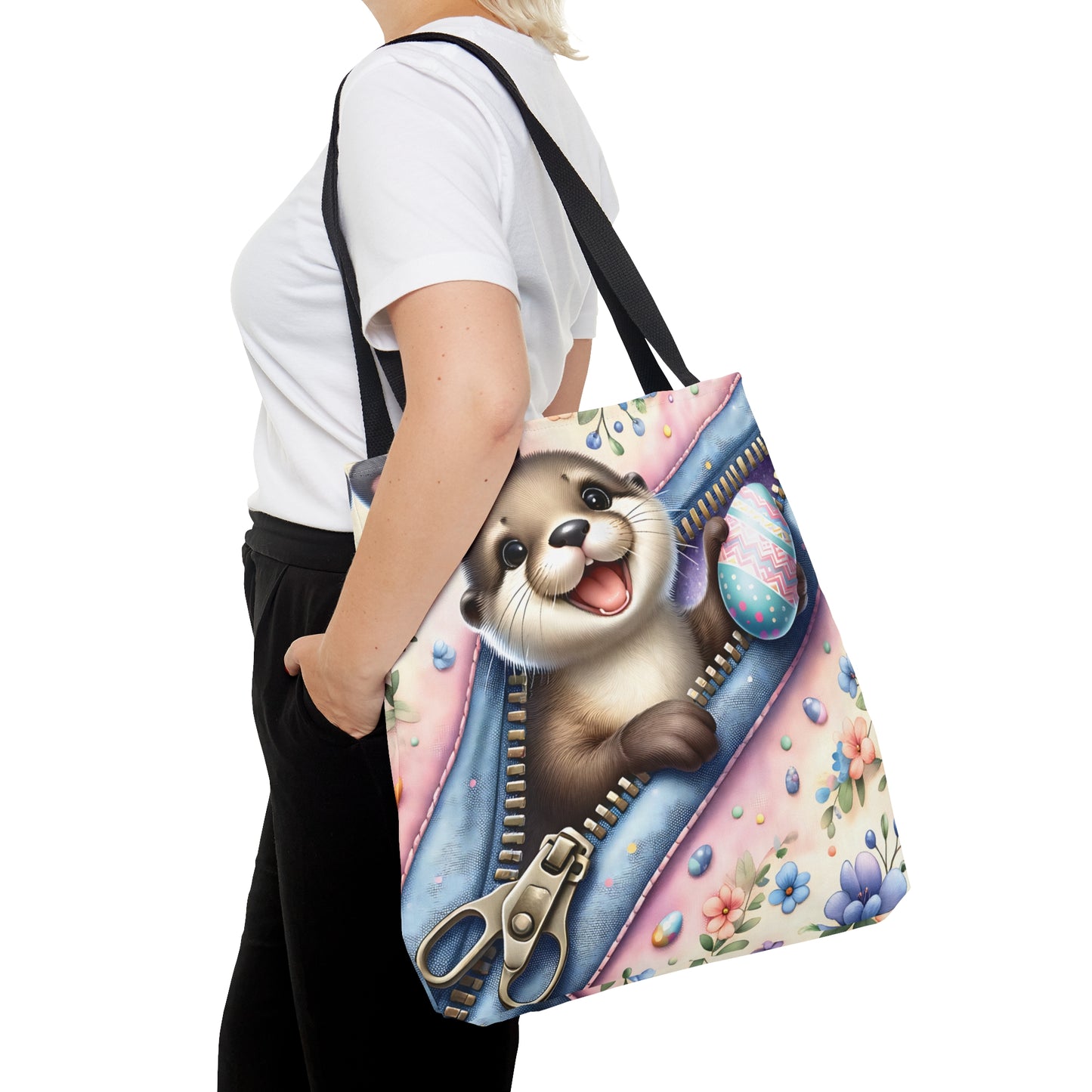 Tote Bag, Easter, Cute Otter with Bunny ears, Personalised/Non-Personalised Tote bag