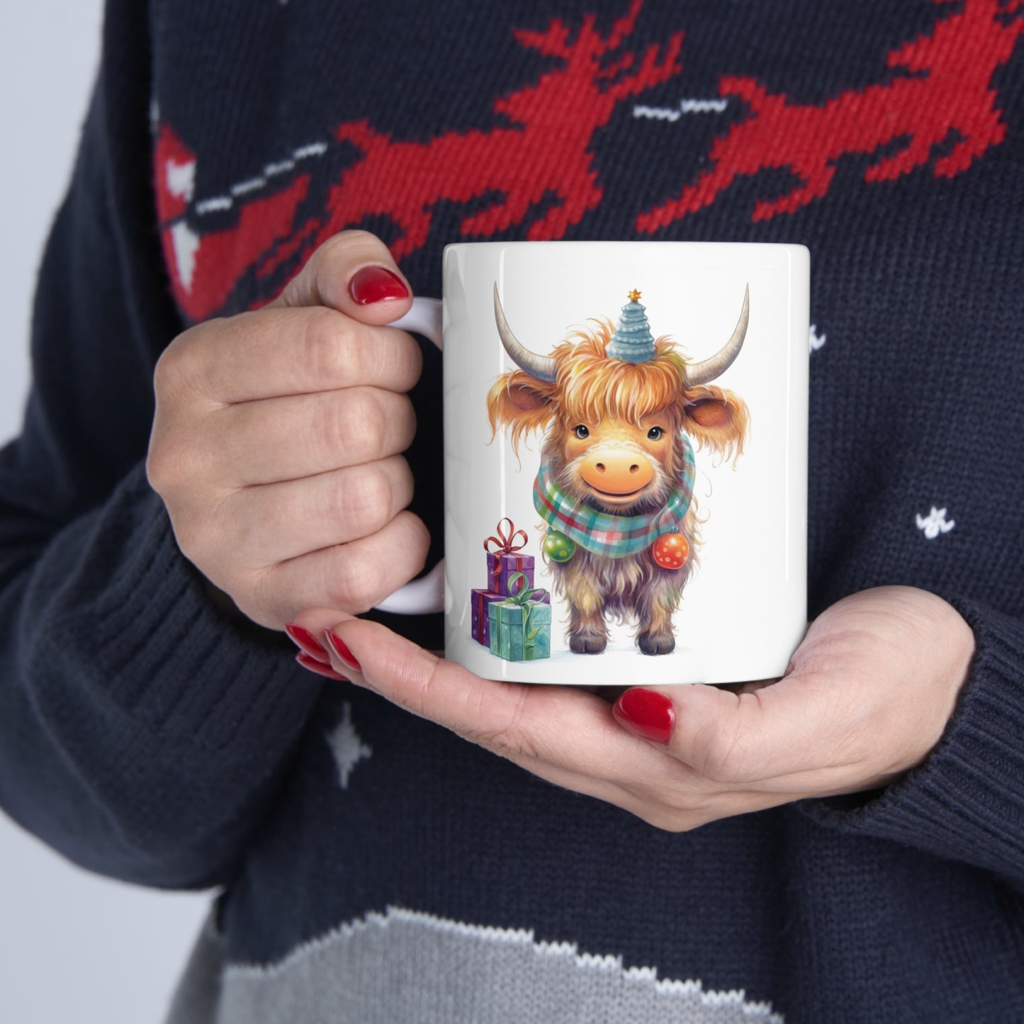 Personalised/Non Personalised Highland Cow, Ceramic Mug 11oz, Highland Cow Mug