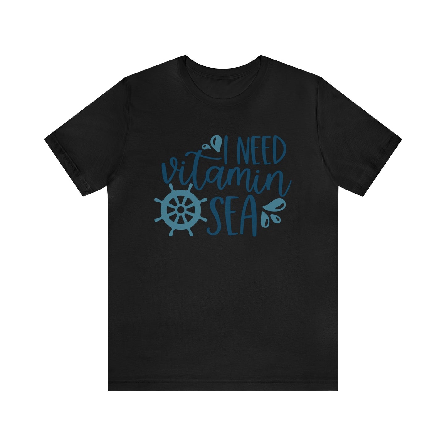 Unisex Adults Jersey Short Sleeve Tee, Cruise Tee, Ship Wheel I need Vitamin Sea 100% Cotton, Light Fabric 142 g/m²