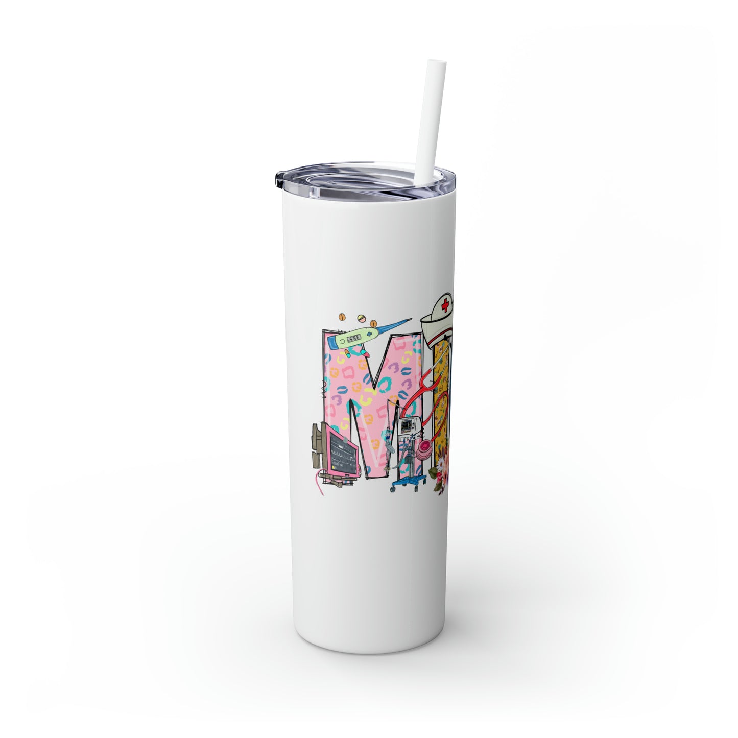 Skinny Tumbler with Straw, 20oz, MICU Nurse