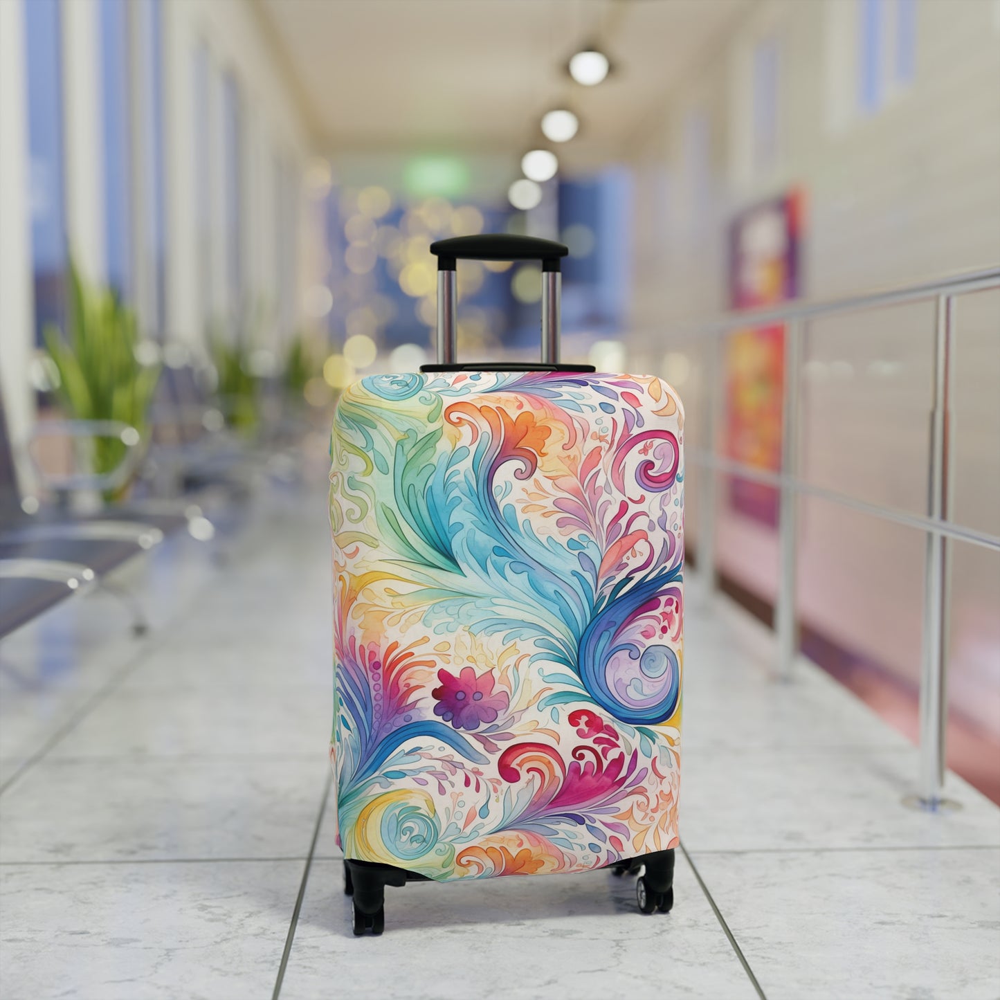 Luggage Cover, Rainbow Pastel Paisley