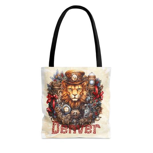 Steampunk Lion wreath Personalised Tote Bag, Steampunk Christmas bag, Christmas Tote Bag, Personalised/Non-Personalised