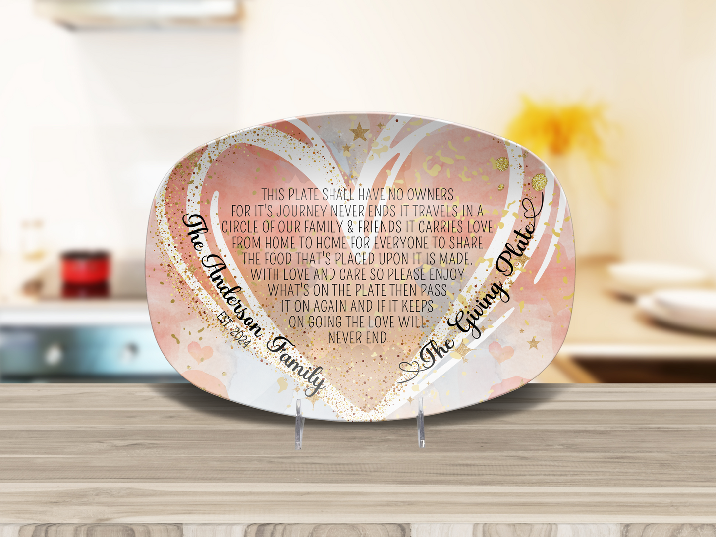 Personalised Heart The Giving Plate Platter, 10"x14" Platter