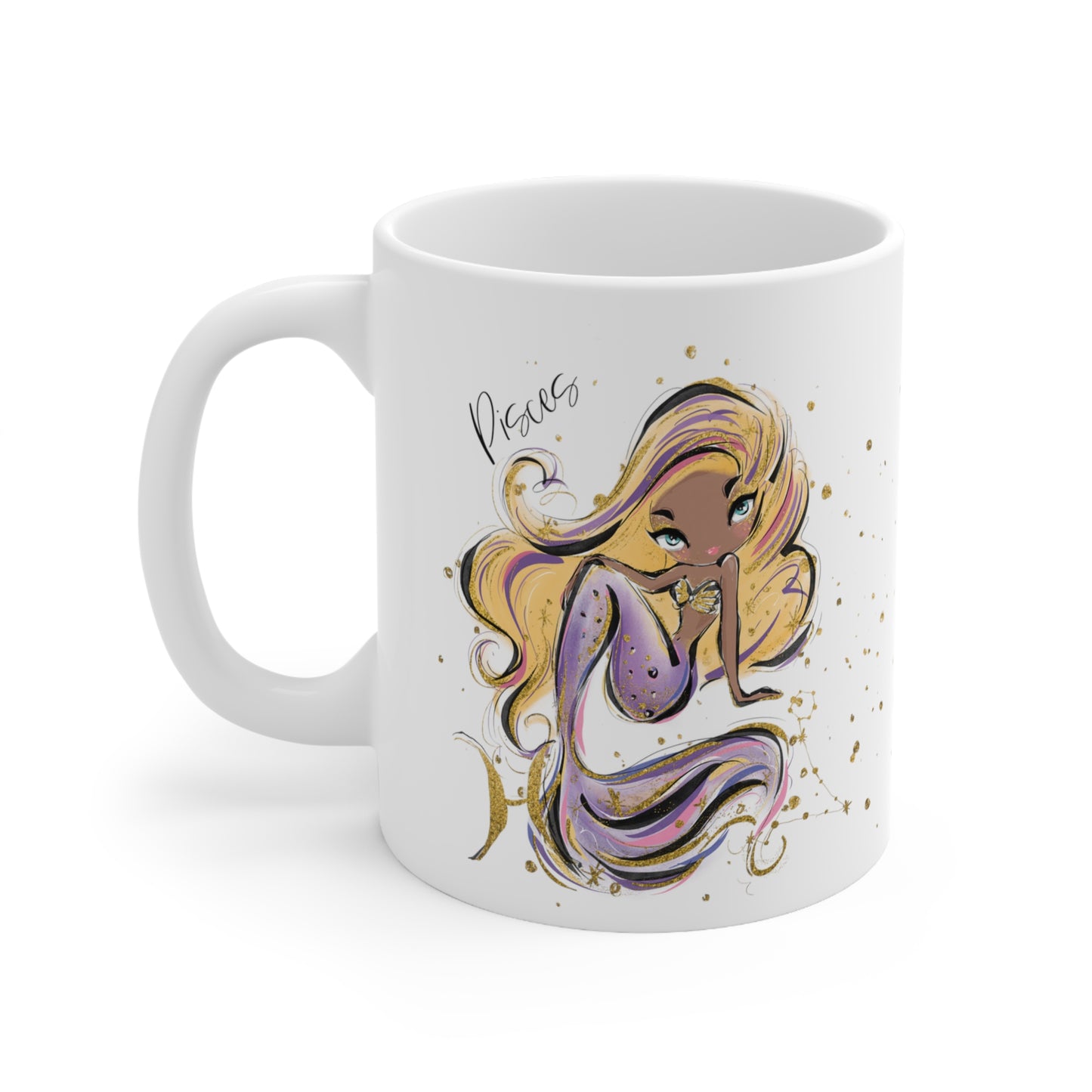 Personalised/Non Personalised Zodiac Sign, Pisces, Ceramic Mug 11oz