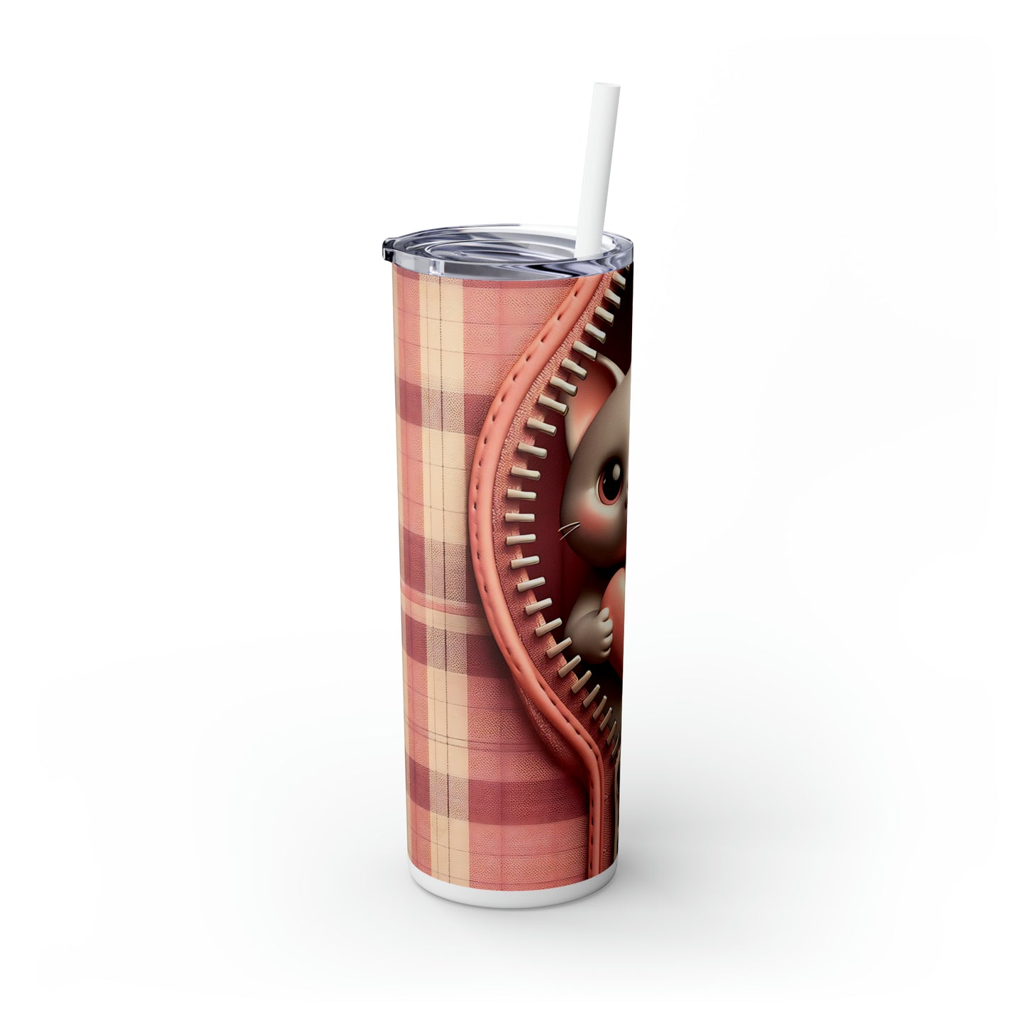 Skinny Tumbler with Straw, 20oz, Cat, Valentines Day, awd-938